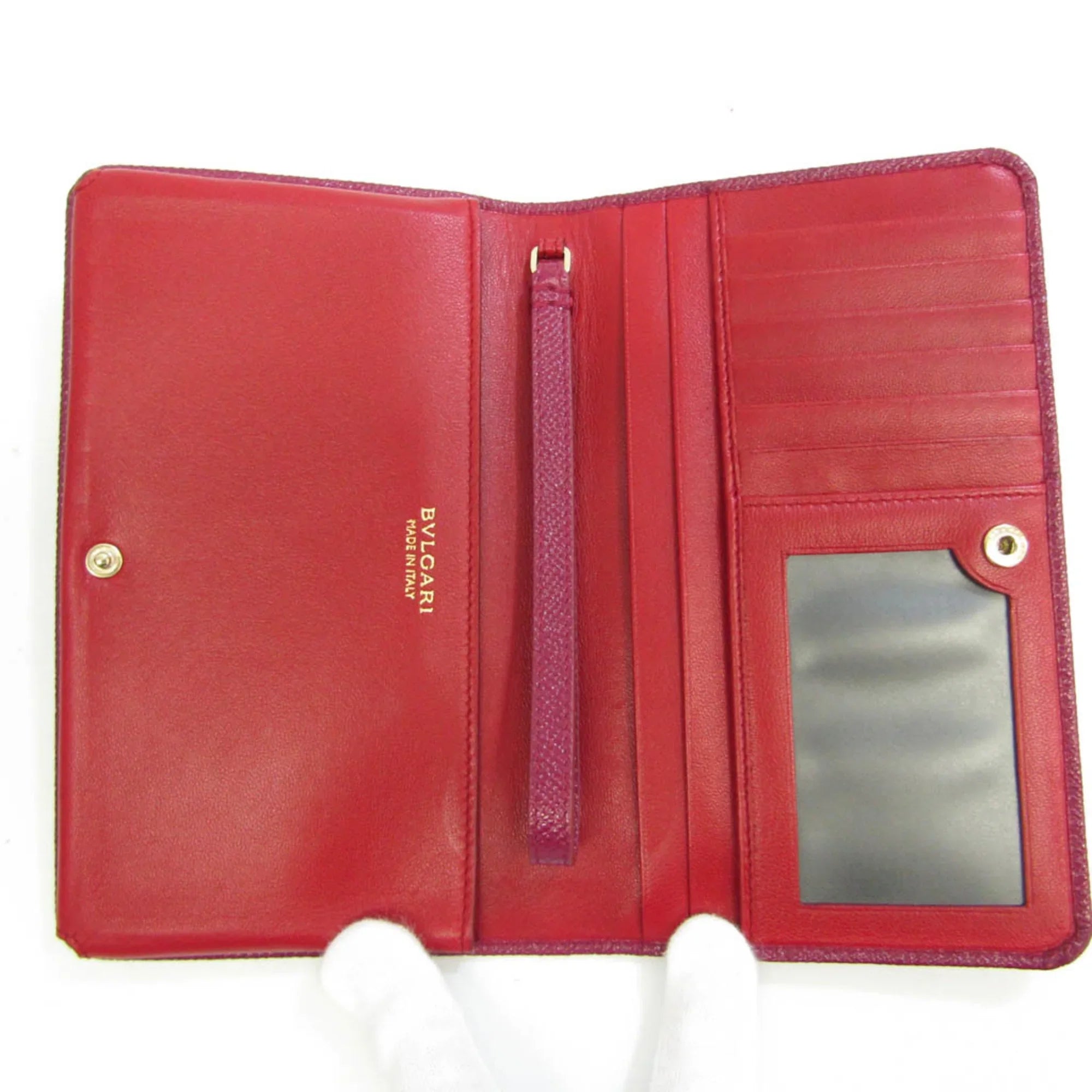 Pre-Owned Bvlgari Bvlgari Bvlgari 281715 Women's Leather Phone Wallet Purple,Red Color (Good)