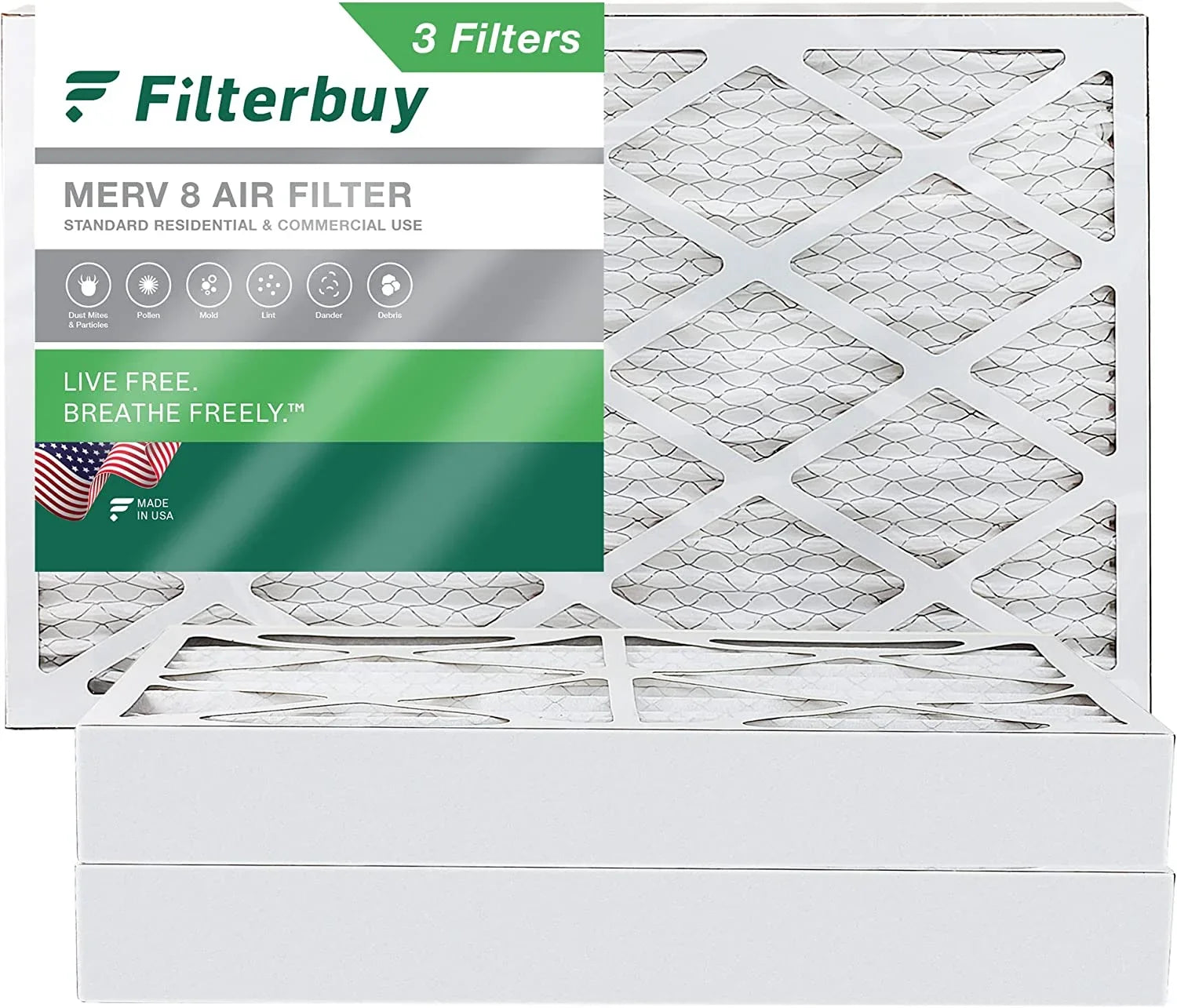 Filterbuy 16x30x4  8 Pleated   Furnace Air Filters (3-Pack)