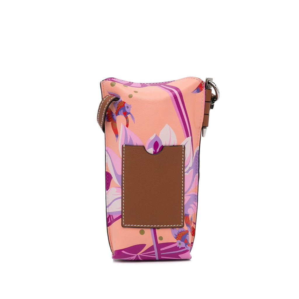 Pre-Owned Authenticated Loewe x Paulas Ibiza Waterlily Gate Pocket Crossbody Calf Leather Pink Crossbody Bag Unisex (Good)