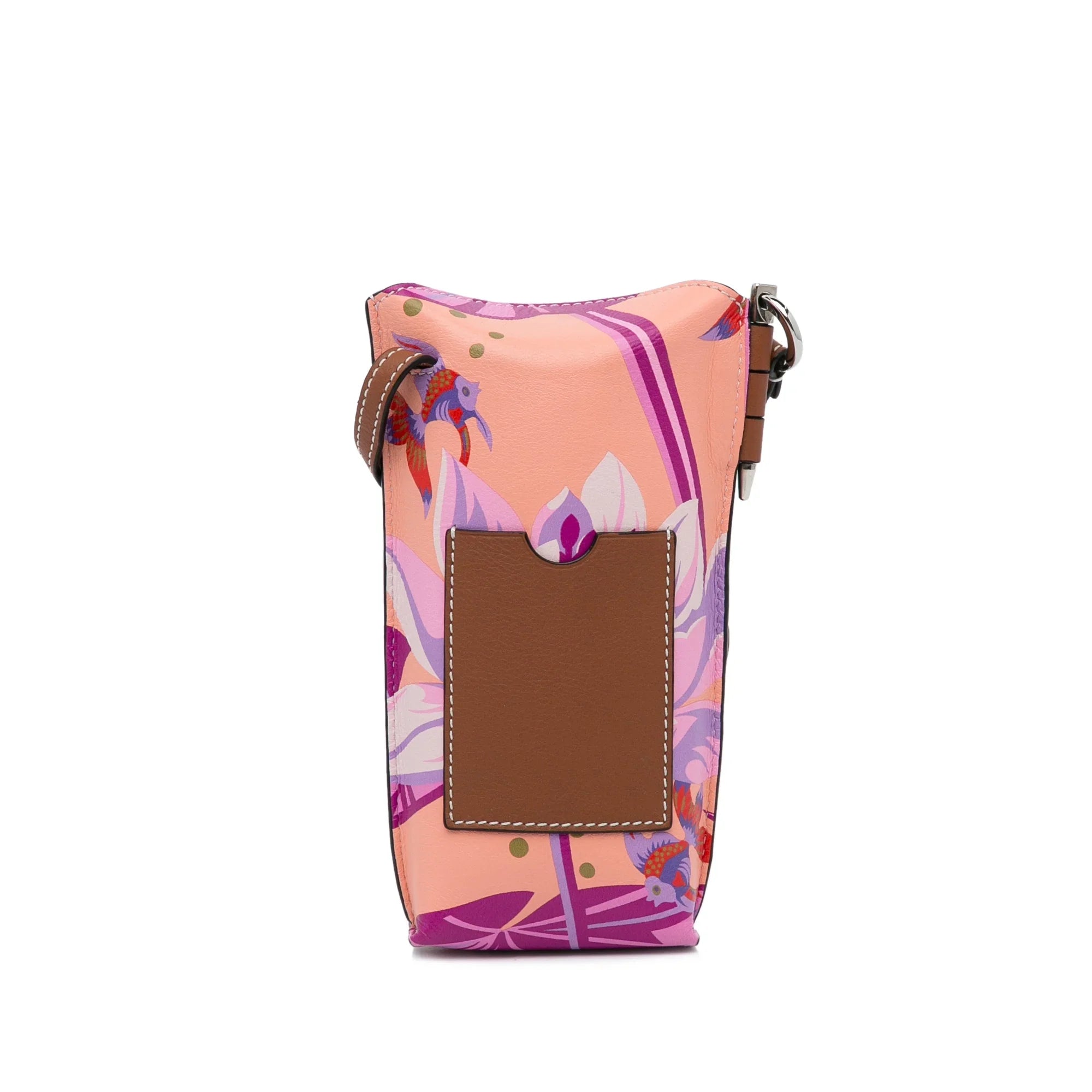 Pre-Owned Authenticated Loewe x Paulas Ibiza Waterlily Gate Pocket Crossbody Calf Leather Pink Crossbody Bag Unisex (Good)