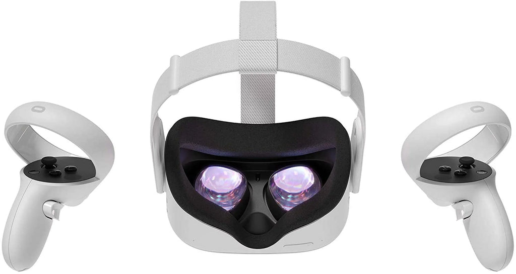 Meta Oculus Quest 2 All-In-One  Headset, Touch Controllers, 256GB , 1832x1920 up to 90 Hz Refresh Rate , 3D Audio, Mytrix Head Strap, Carrying Case, Earphone, Futuristic Space Purple Stickers