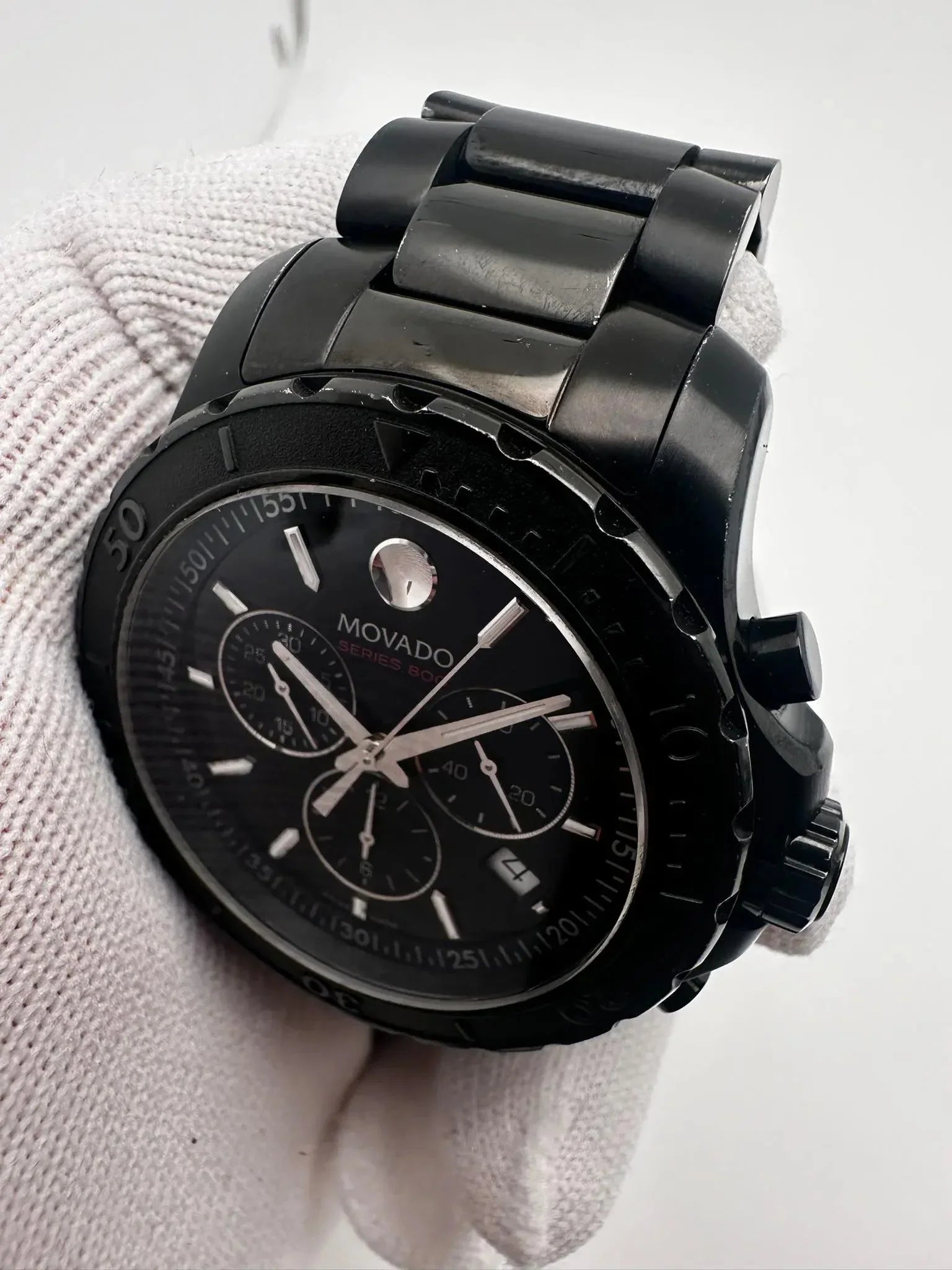 Pre-Owned Movado Series 800 Black  Coated Steel Quartz Watch 2600119 (Good)