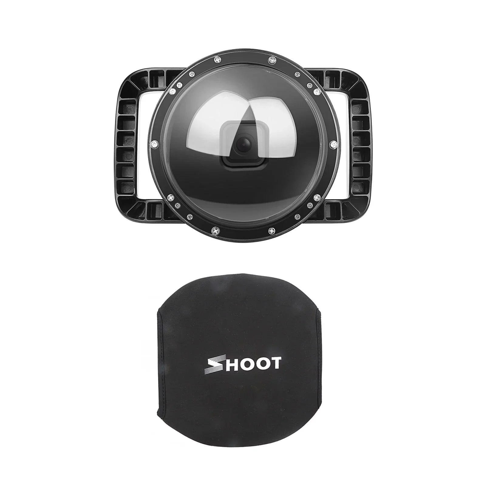 XTGP559 Camera Dual Handle Dome Port Waterproof Case Camera Protective Case 45m Waterproof 180° Wide Angle Replacement for   9 Black