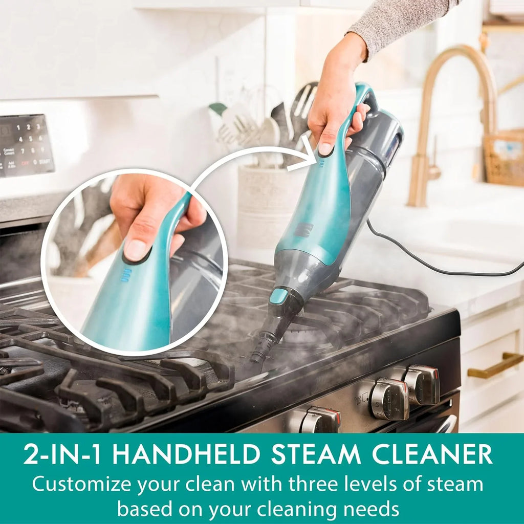 Kenmore SM2050 2-in-1 Steam Mop Hard Floor Cleaner with 2 Modes & 2pcs Washable Pads for Carpets, Rugs and Upholstery, Green