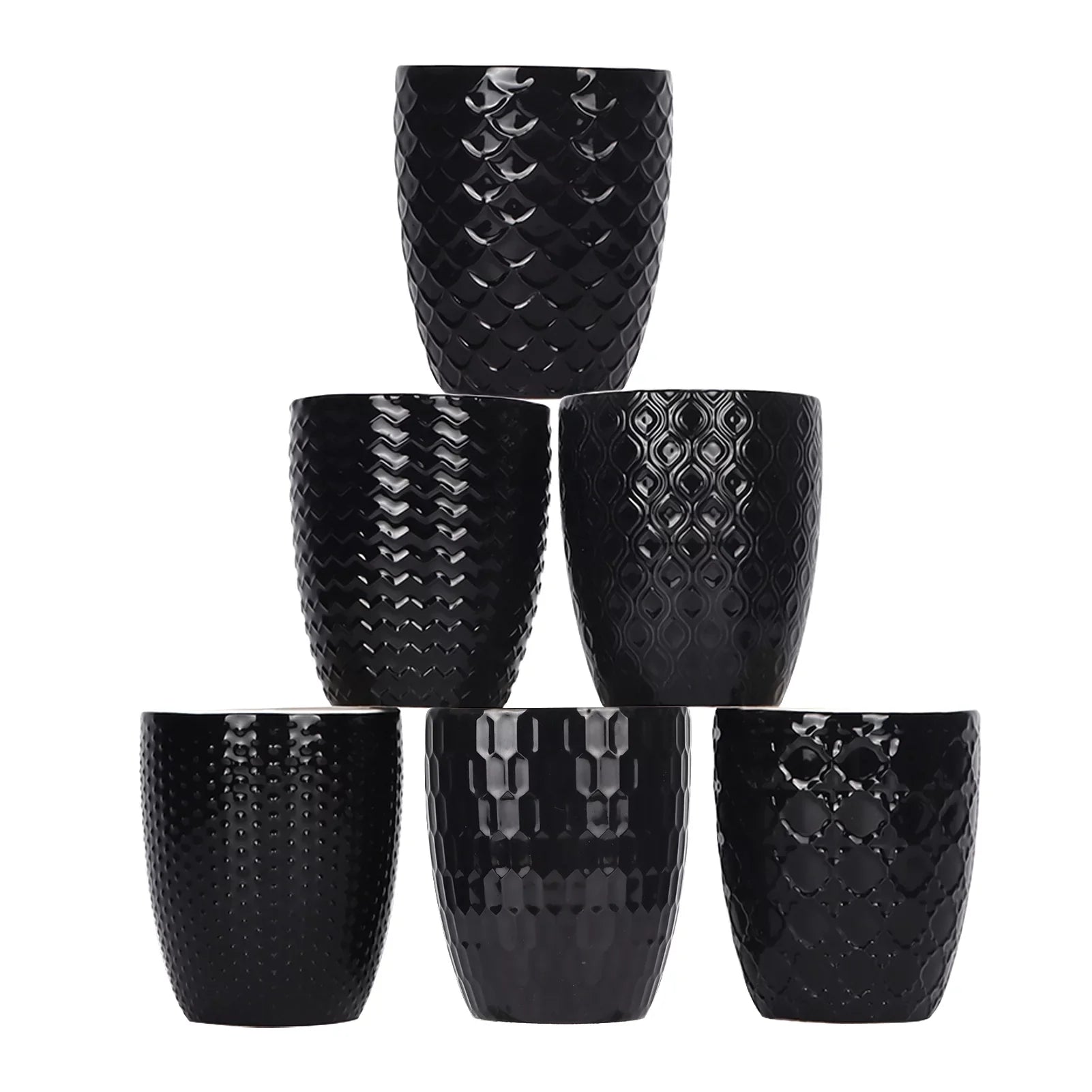 6 Pack Coffee Mug Set, Coffee Cup for Water, Coffee, Black, Milk, Ceramic, 11.95 Floz