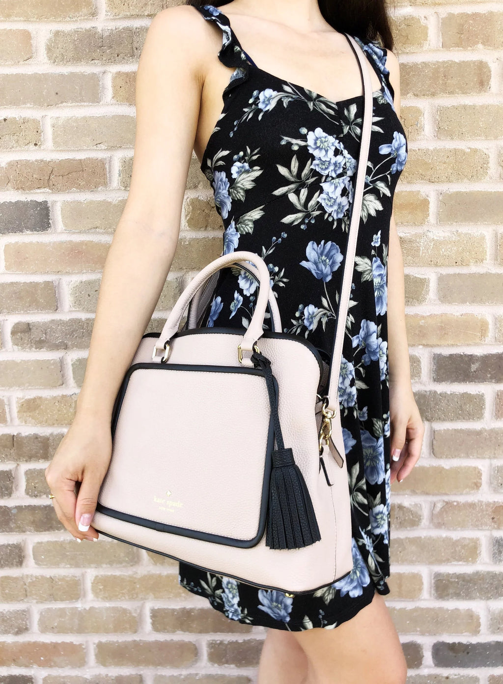 Kate Spade Ward Place Evangelie Satchel Bag Rose Cloud Beige Tassel