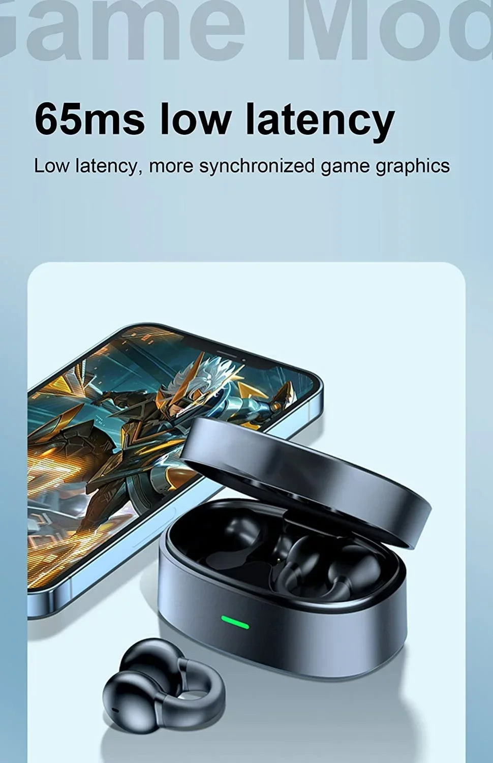 Wireless Ear-Clip  Earphones for Samsung Galaxy Z Fold5/Flip5 Phones - Bluetooth Earbuds Bone Conduction Headphones True Stereo Charging Case Hands-free D9G Compatible With Galaxy Z Fold5/Flip5