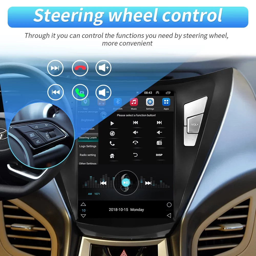 Podofo 2G+64G for Hyundai Elantra 2011 2012 2013 Android 9.7'' Touchscreen Car Stereo Radio Bluetooth  Mirror Link   , with Backup Camera