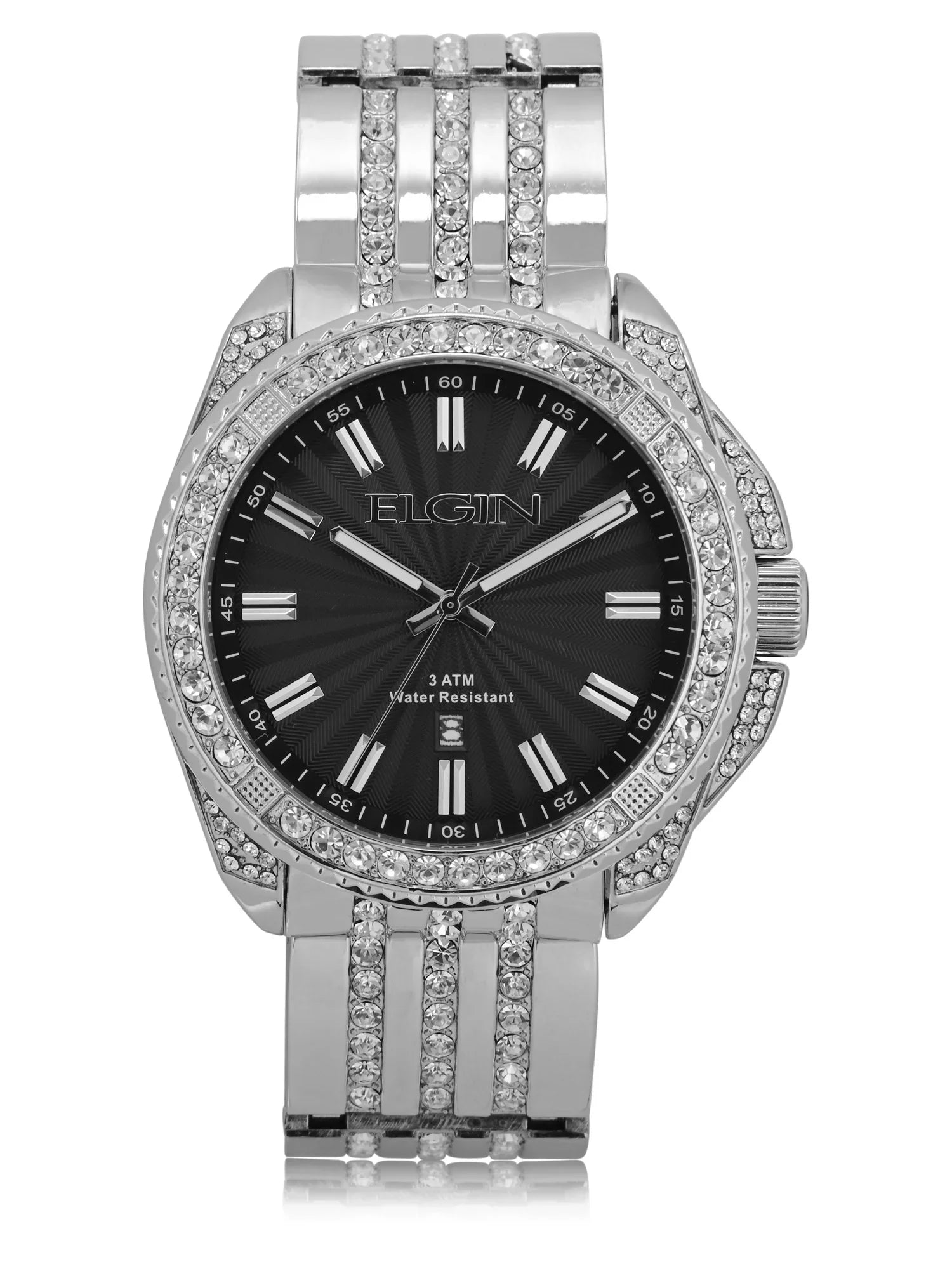 Elgin Adult Male Analog Watch in Silver with Round Black Dial (FG170014)