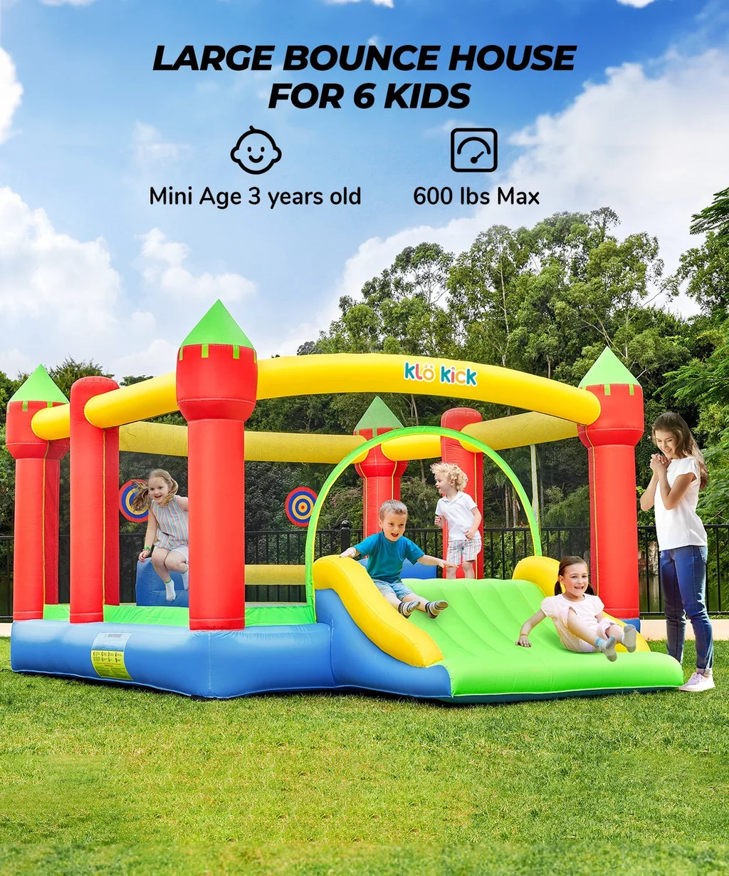 15'x 12' Large Bounce House 840D Oxford Inflatable Bouncers for 6 Kids with Blower & Slide for 3-10 Years, Child, Adult, Infant, Teen, Tween