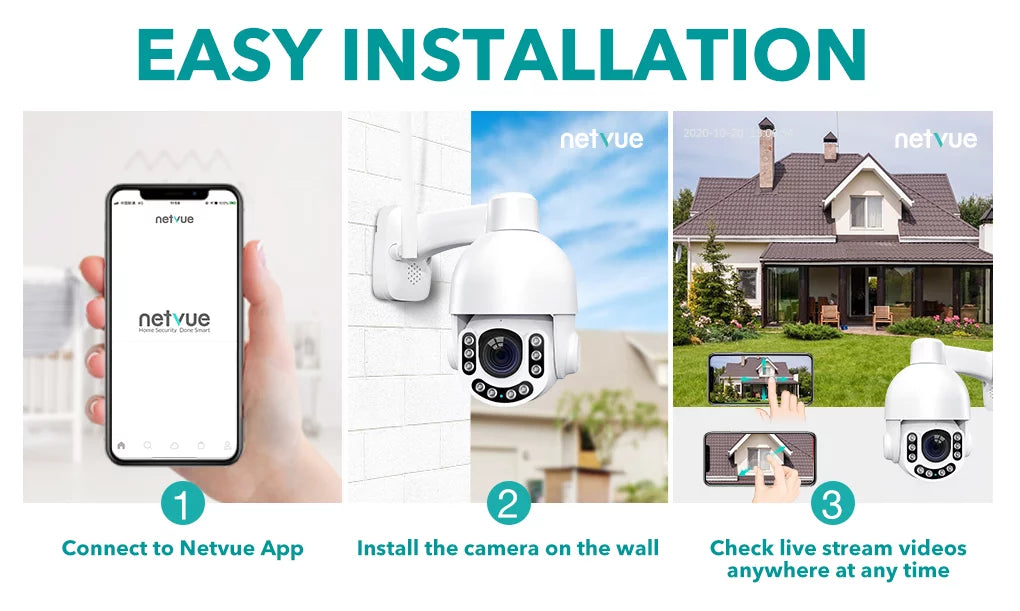 Netvue Outdoor Security Camera, 2K 3MP Home Surveillance Camera,  Security Camera with Wifi Connection