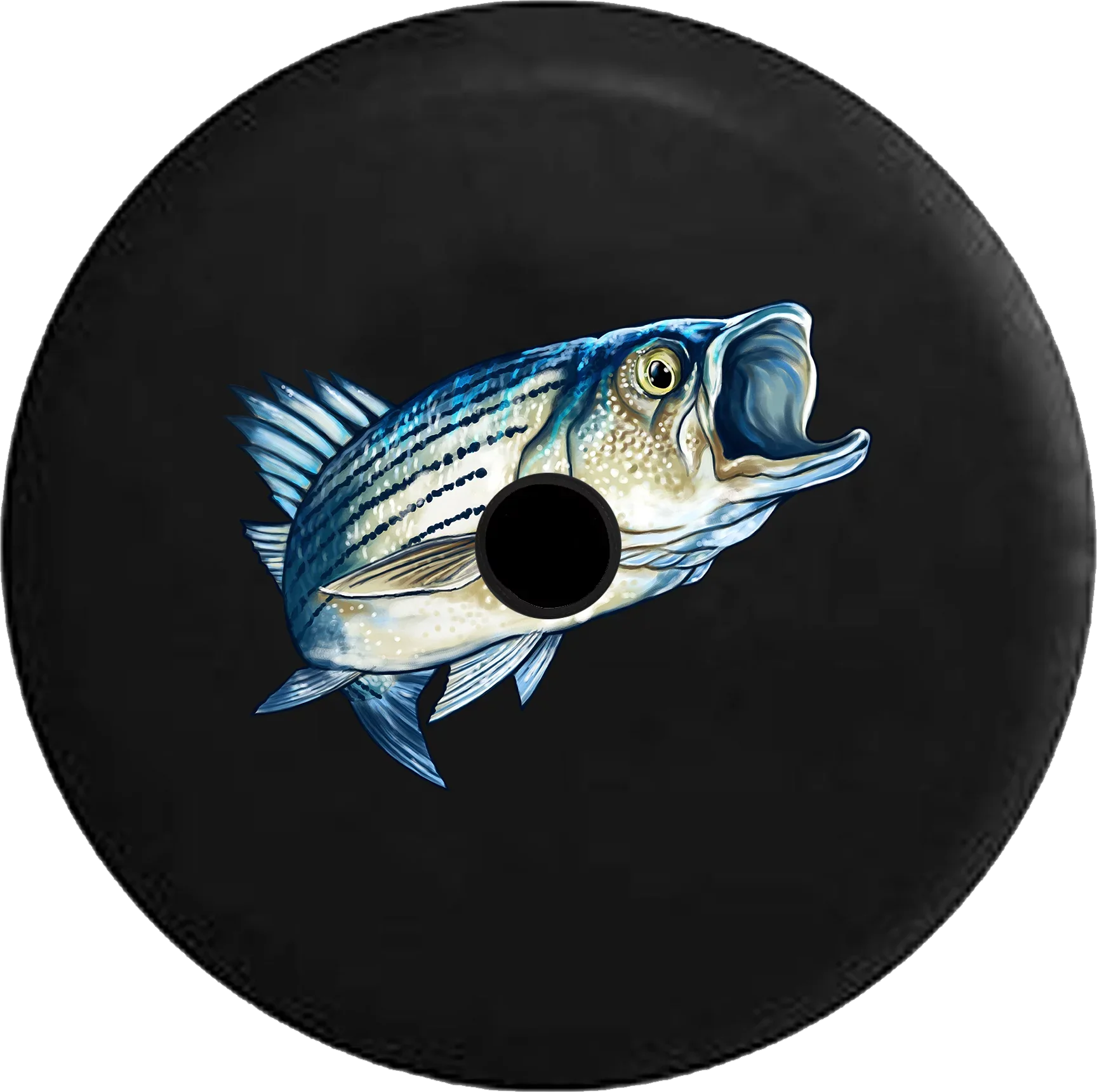 2018 2019 Wrangler  Backup Camera Large Mouth Bass Fishing Spare Tire Cover for Jeep  33 Inch