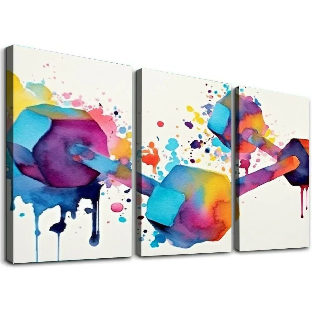 medical poster Two Dumbbells Gym Art Sport Workout Poster Watercolor Art Digital Printable Download canvas abstract wall art for living room 12''x16''X3 Panels Modern Canvas Wall Art 12x16x3pcs