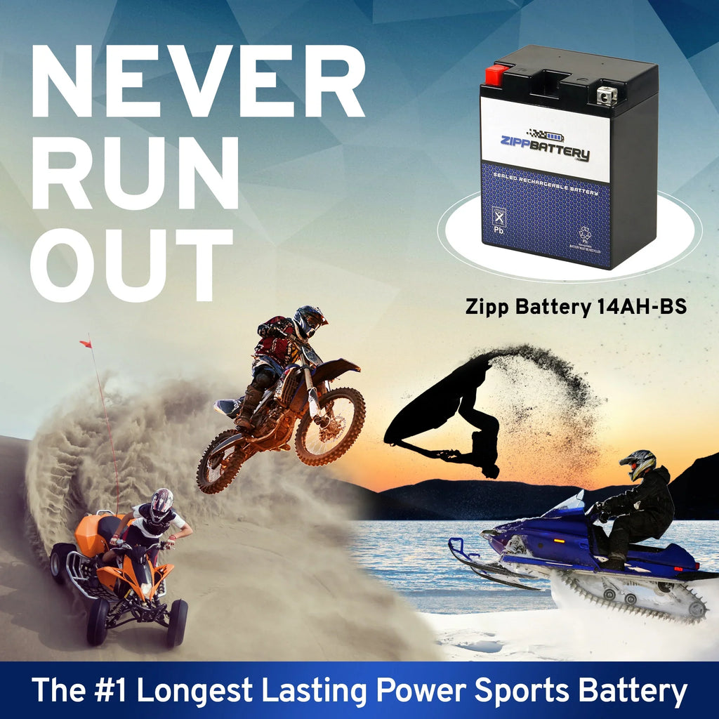 Zipp Battery YTX14AH- (14AH- 12 Volt,12 Ah, 210 ) Atv Battery for Suzuki 250cc Lt-4wd Quadrunner 1990