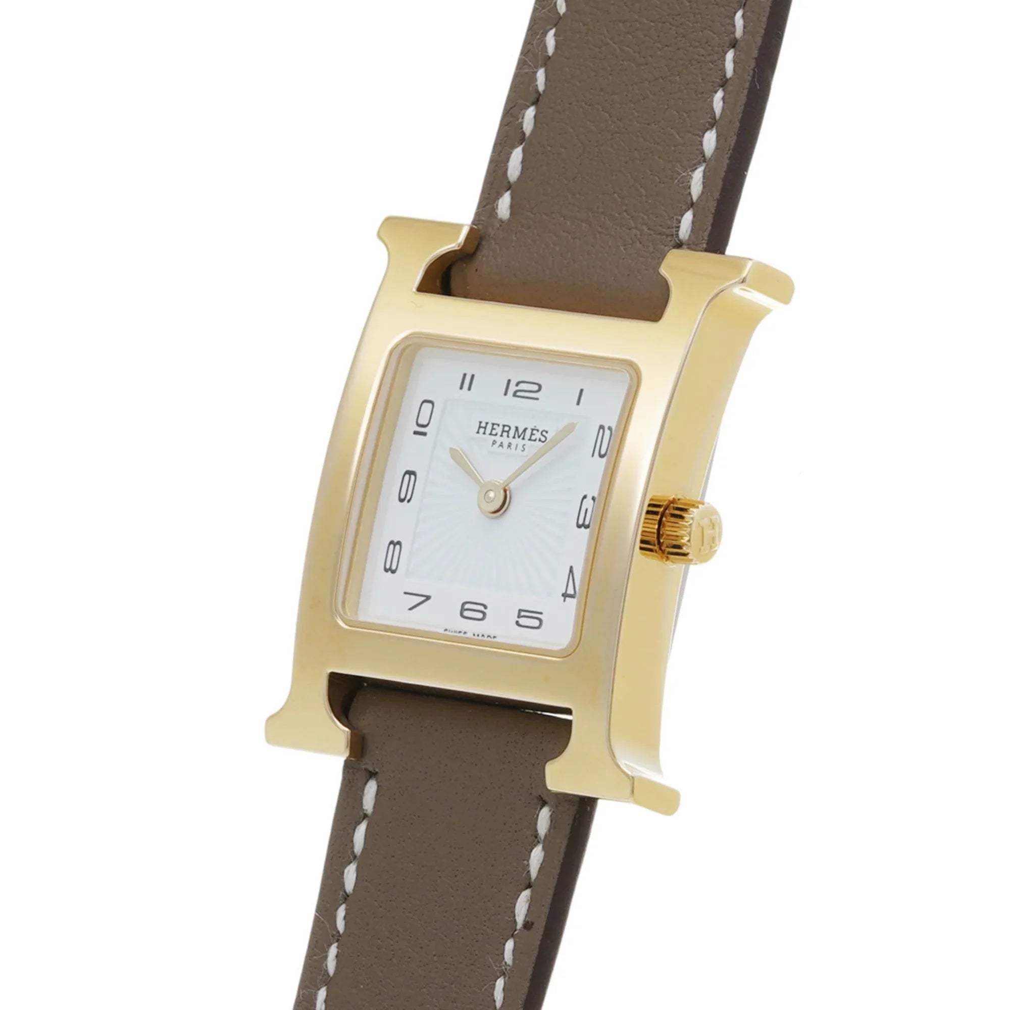 Pre-Owned  H Watch  25mm HH1.201 B engraved (around 2023) Women's /Leather Quartz White Dial (Like New)