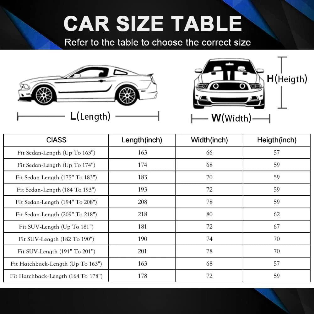 Car Cover Waterproof All Weather , Size 1 FitSUV-Length up to 181 inch, Blue