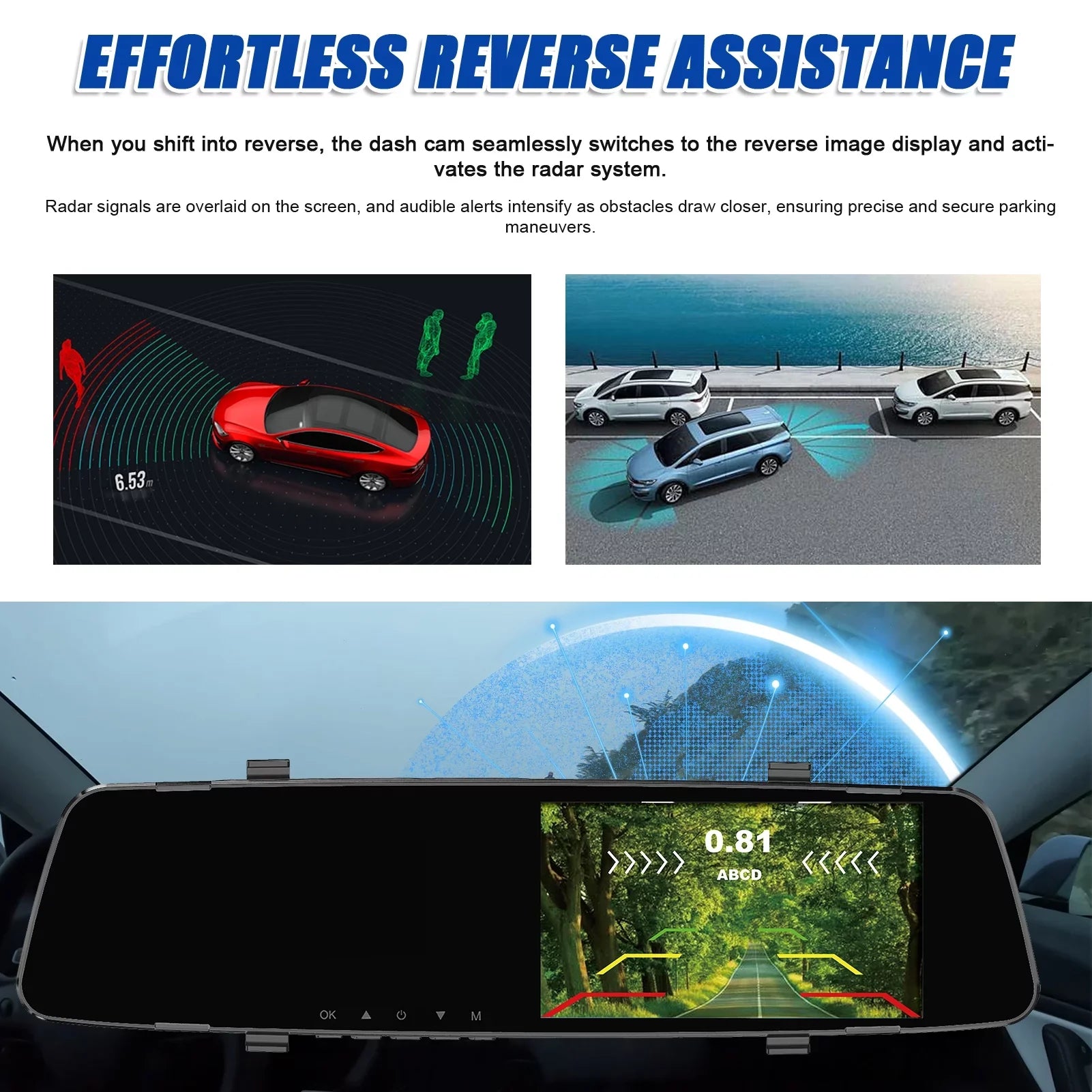 Apexeon Dash Camera,Reco Support Camera 4.3 Inch Screen Reverse Radars Rear Dual Dash Camera 1080P  Dash Cam Rear Nebublu