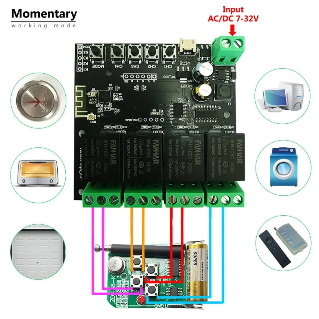 WiFi Relay Tuya Smart Switch Module 12V Smart life  Remote Control Timer  Inching Self-Locking Work with Alexa Google Home