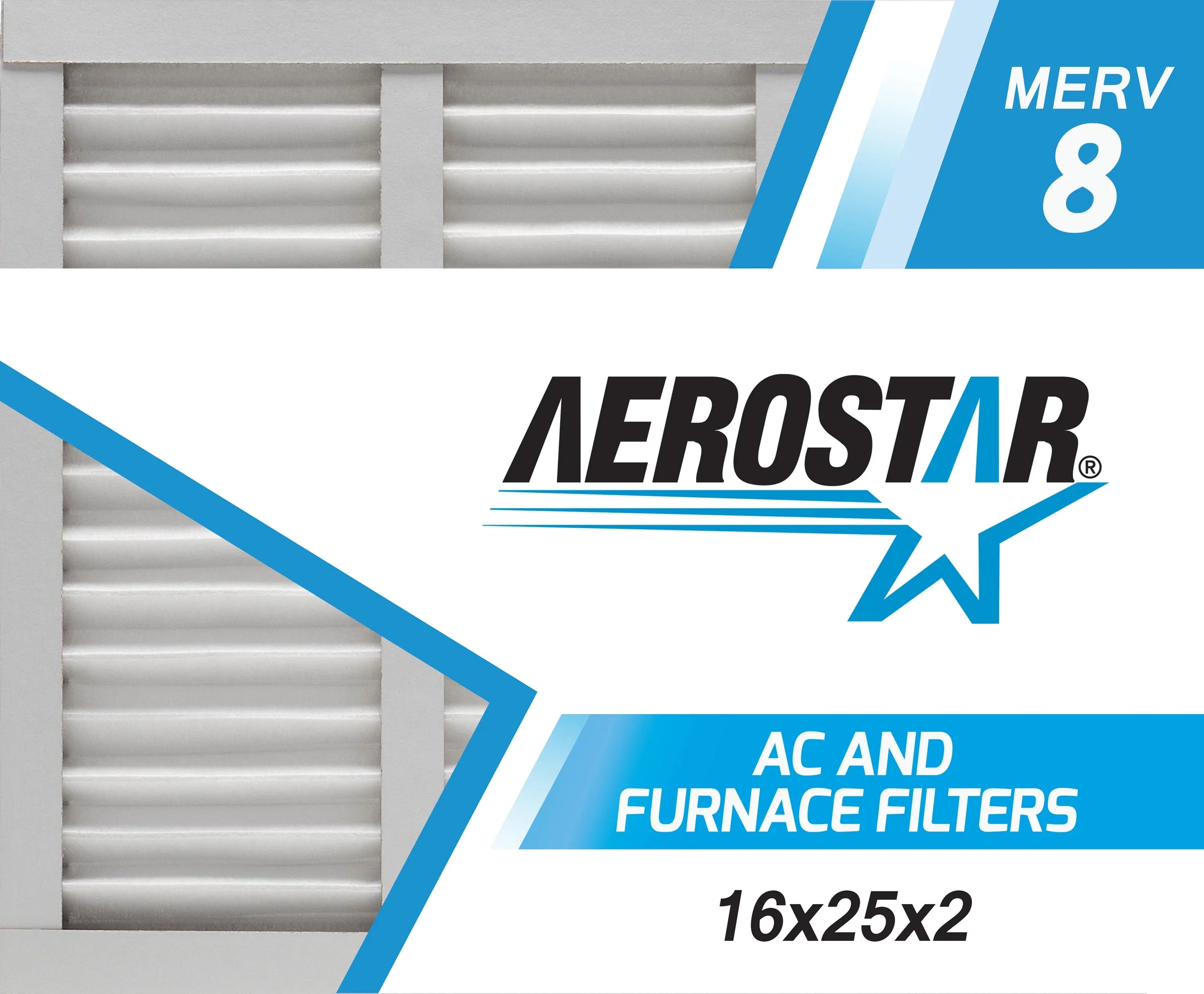 16x25x2  and Furnace Air Filter by Aerostar -  8, Box of 6