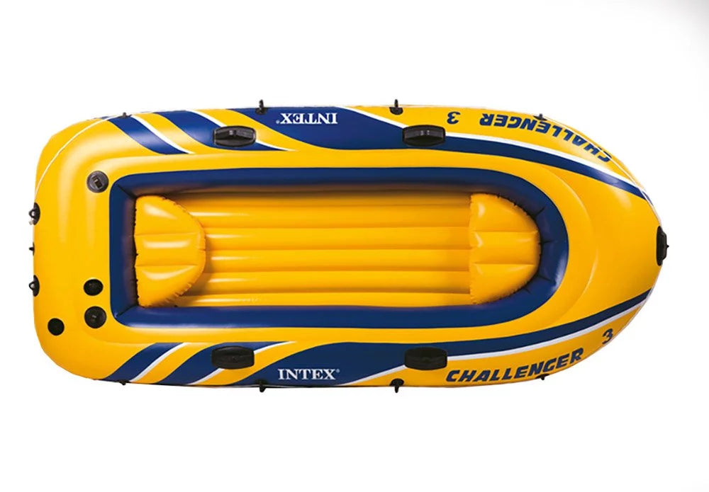Intex Inflatable Raft Boat Set With Pump And Oars, Yellow (3 Pack)