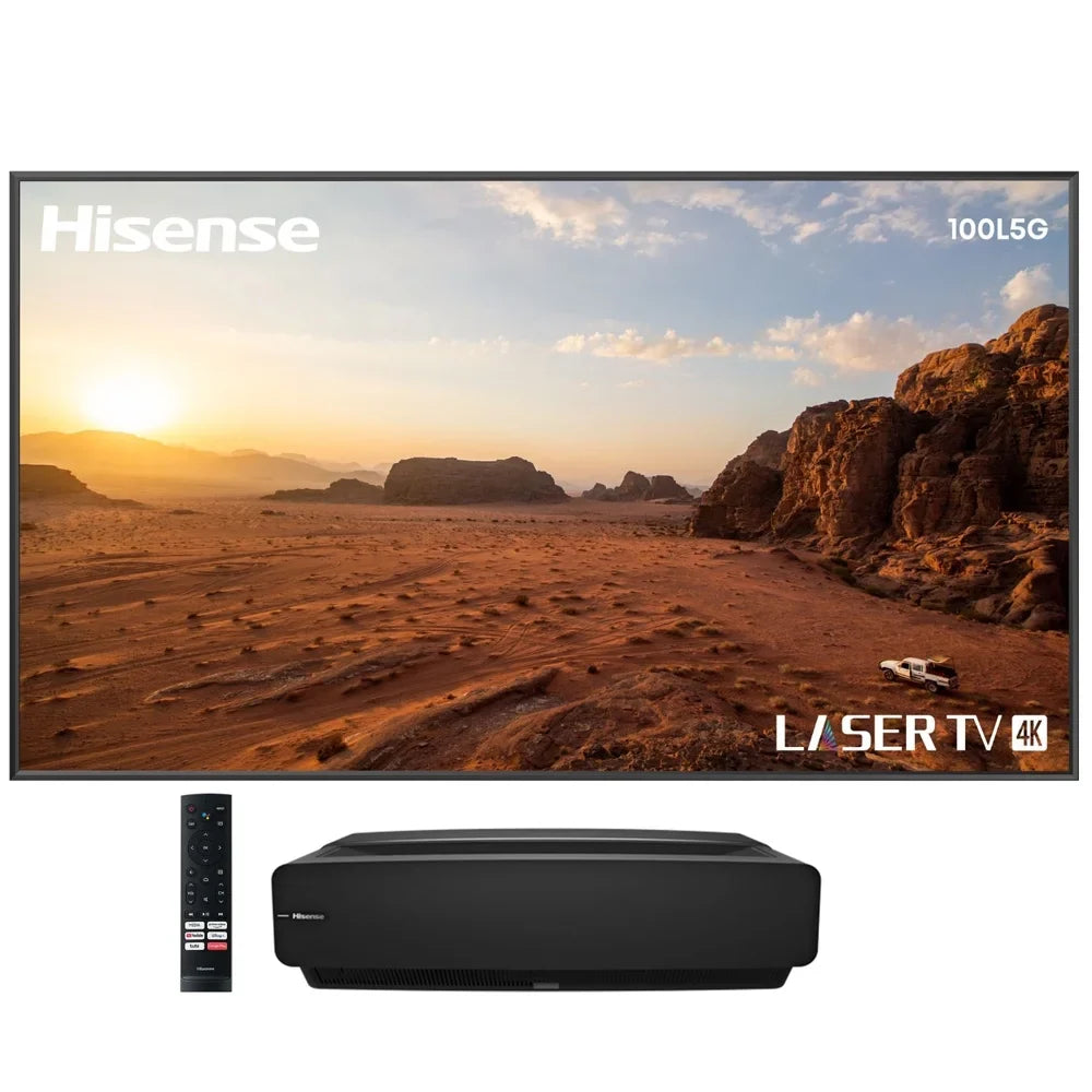 Hisense 100L5G 100" 4K Ultra-Short-Throw   & 100'' DLT100B 1.0 Gain  Screen Bundle with 2   Enhanced Protection Pack