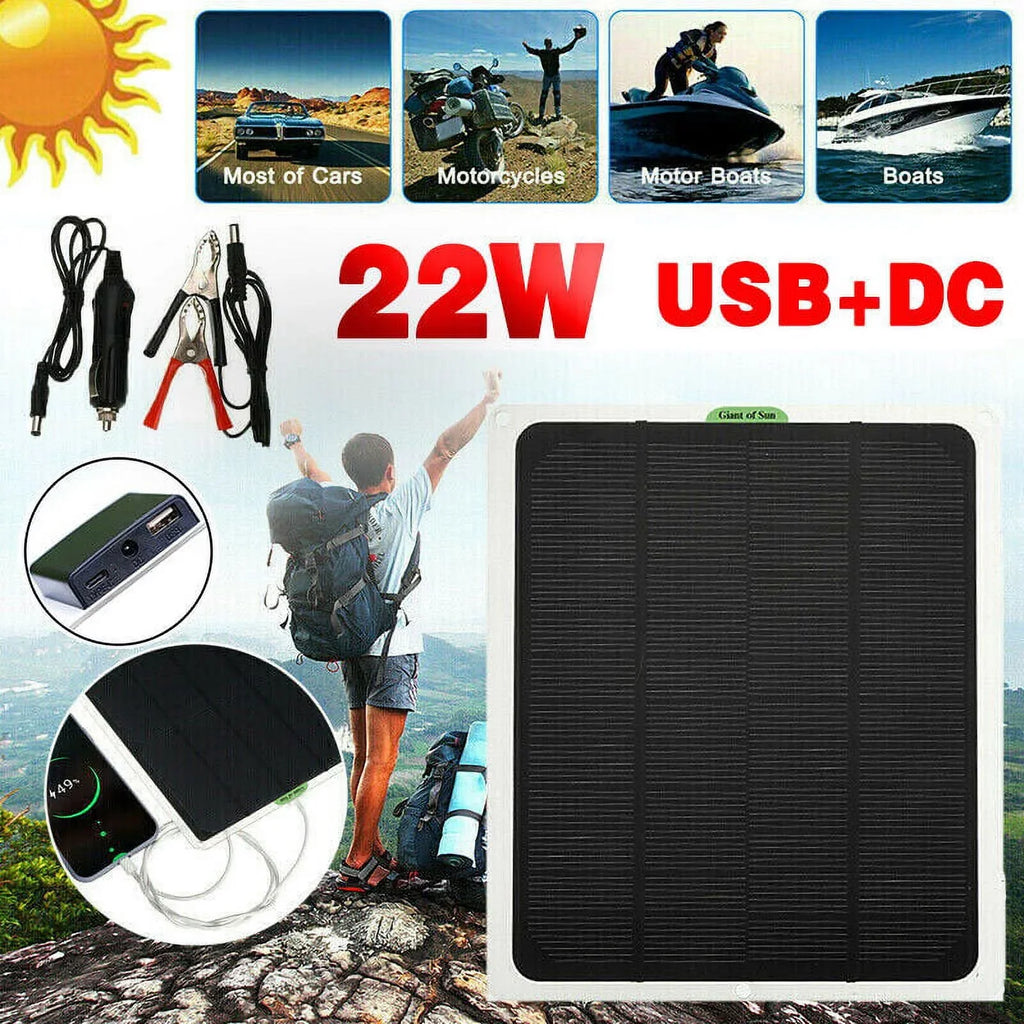 22W 12V Portable Solar Battery Charger & Maintainer - Solar Panel-Built - in Intelligent Charge Controller-Solar Powered Charger for Automobile Car , etc…