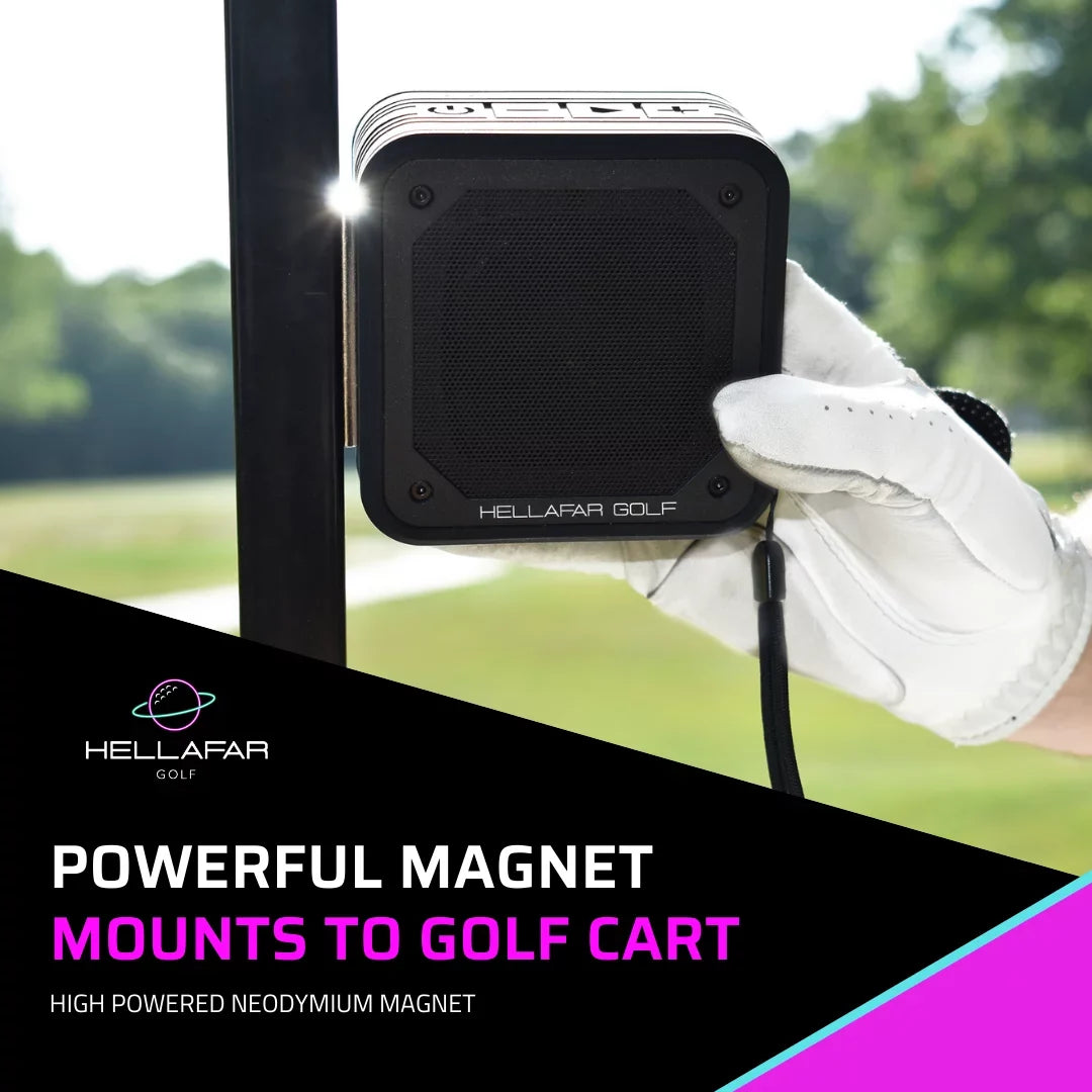 Hellafar Golf Speaker - Golf Cart Bluetooth Speaker, Magnetic Mounting System, IPX7 Waterproof, Black