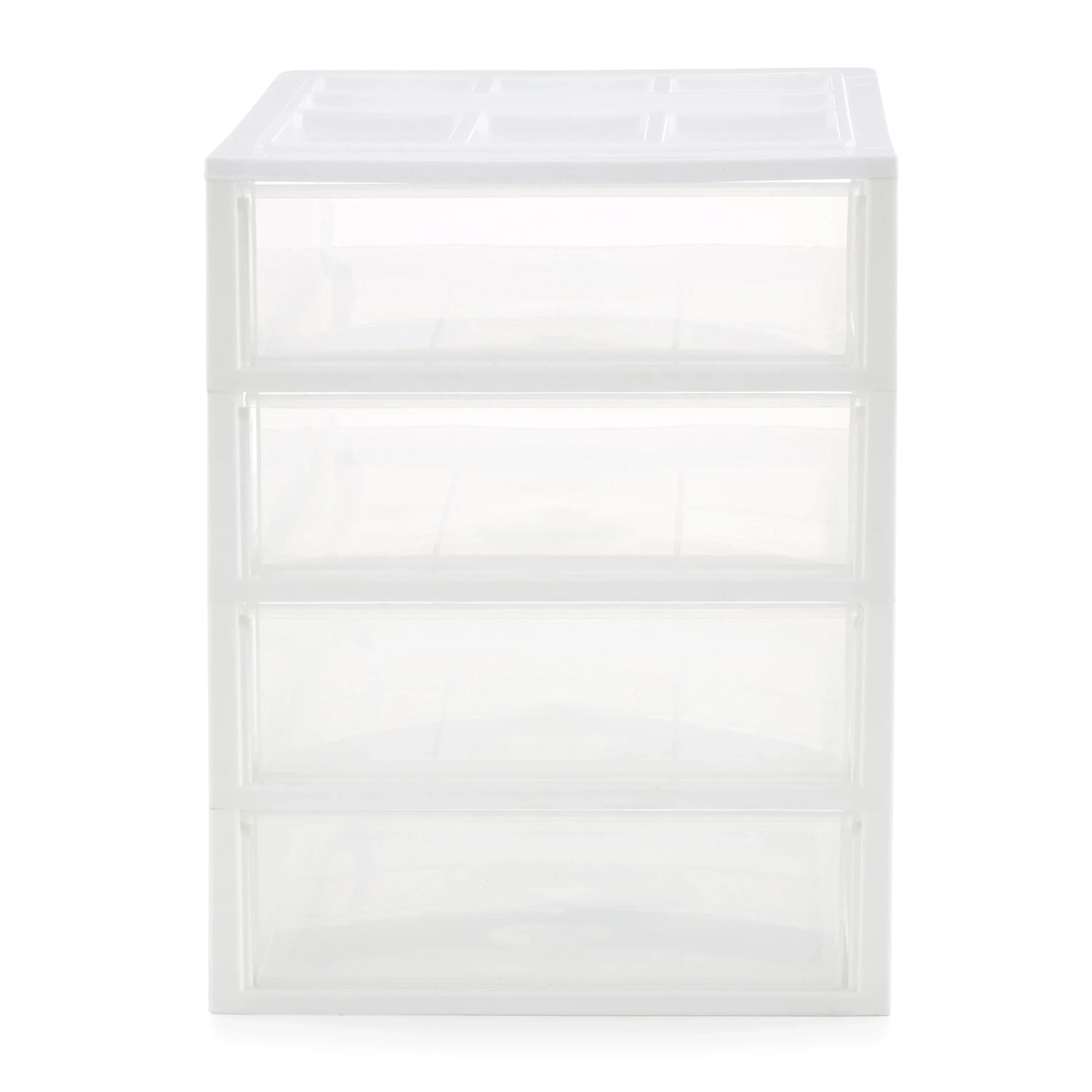 Gracious Living 4 Drawer Desktop Storage w/ Organizer Lid, White (4 Pack)