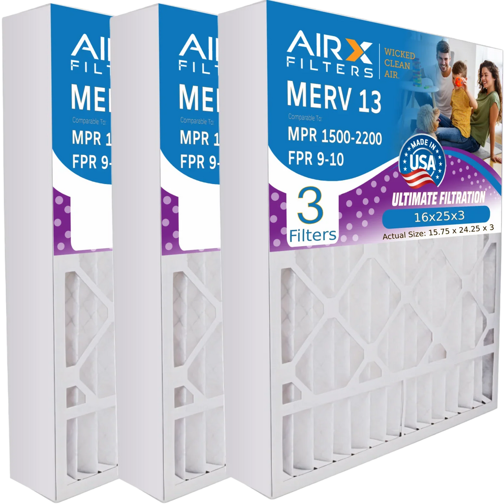 16x25x3 Air Filter  13 Comparable to  1500 - 2200 &  9 Compatible with Lennox X0581 Air Filter 3 Pack by     .