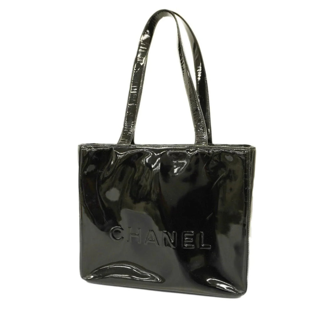 Pre-Owned Chanel Tote Bag Patent Leather Black Champagne Women's (Good)