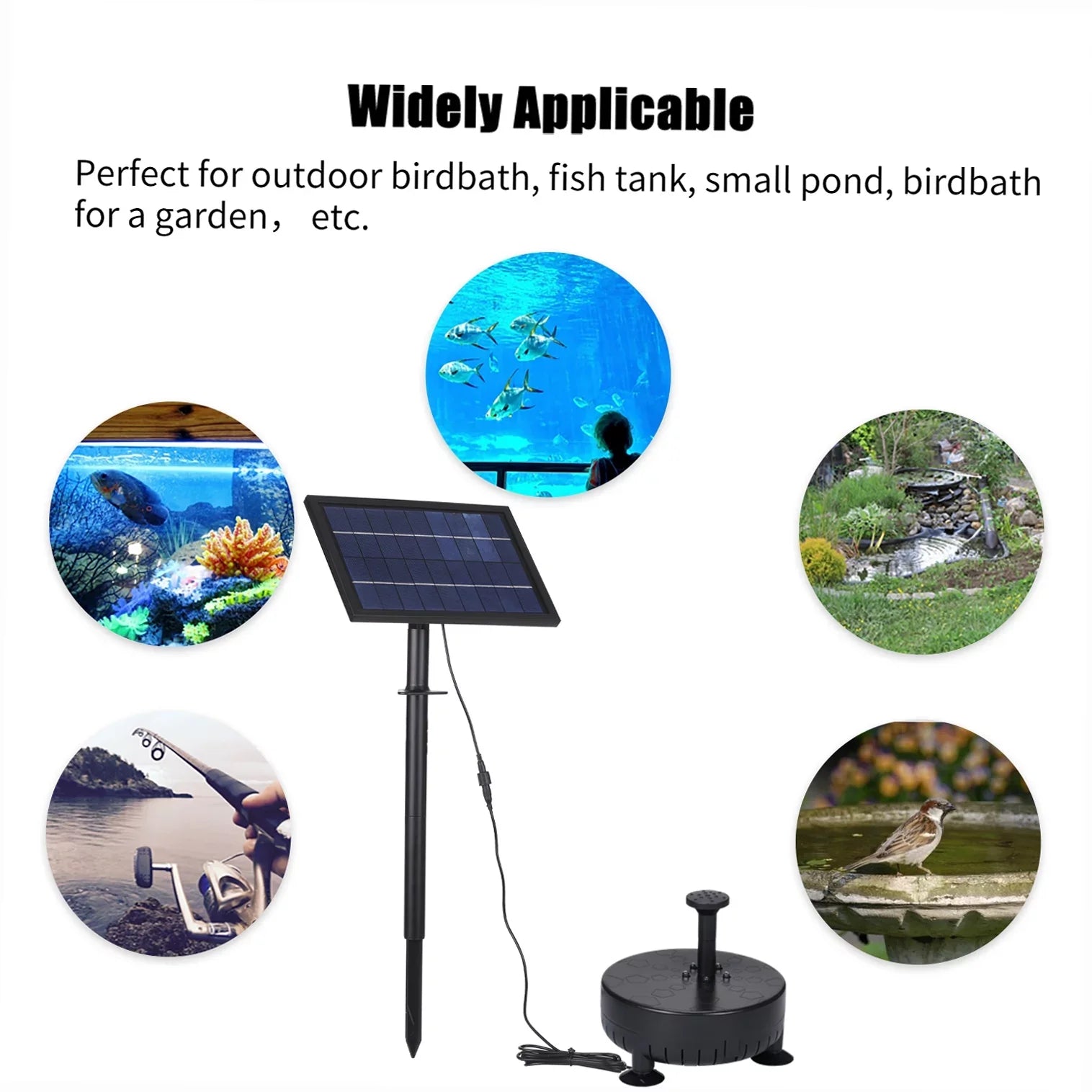 Arealer 10V8W Solar Powered Fountain Pump Pump with Adjustable Solar Panel  Birdbath Fountain Pump Fountain Panel Kit for FishSmall Pond Garden Patio Lawn Pool