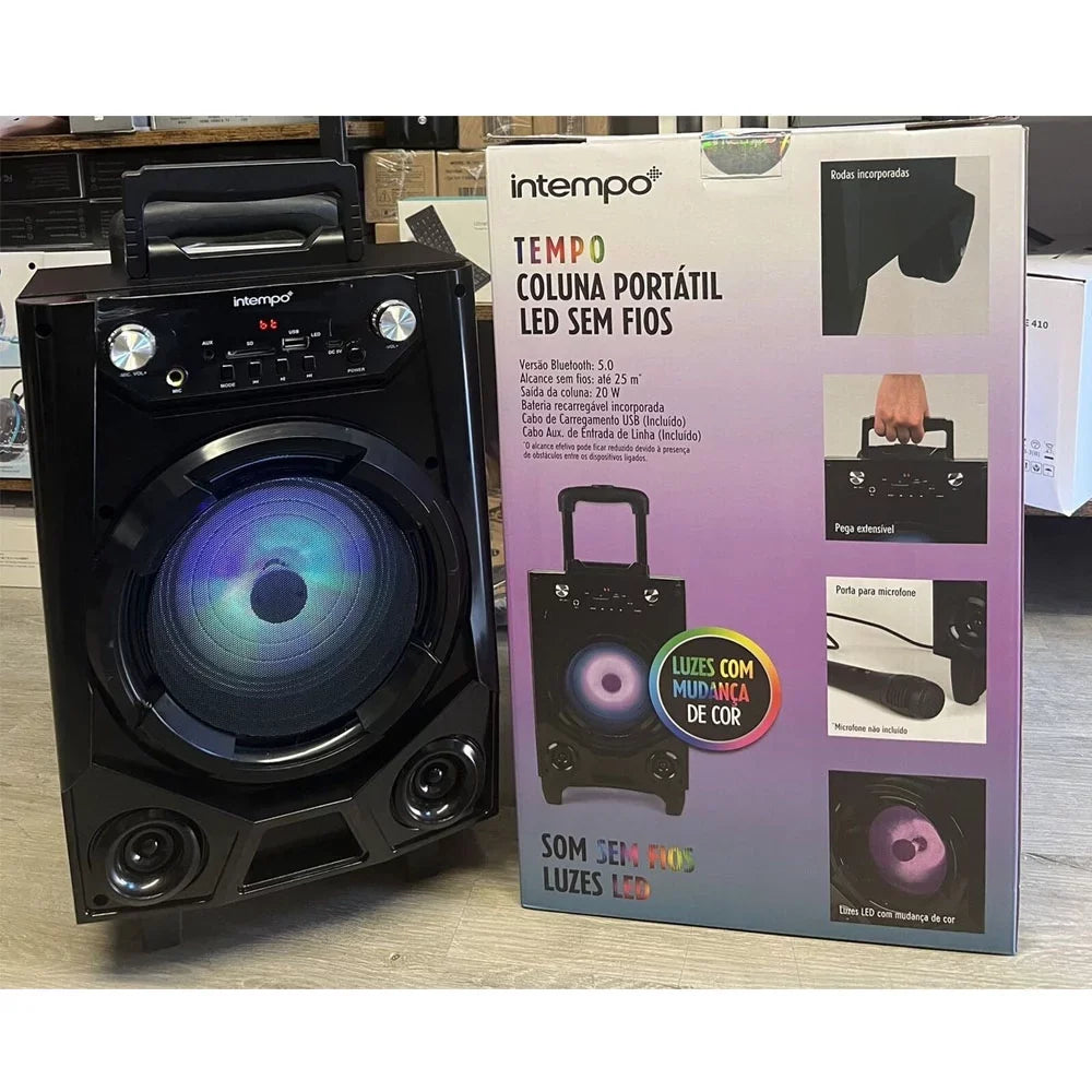 Outdoor Home Bluetooth Speaker Tailgate Rechargeable  Lights  Microphone Input