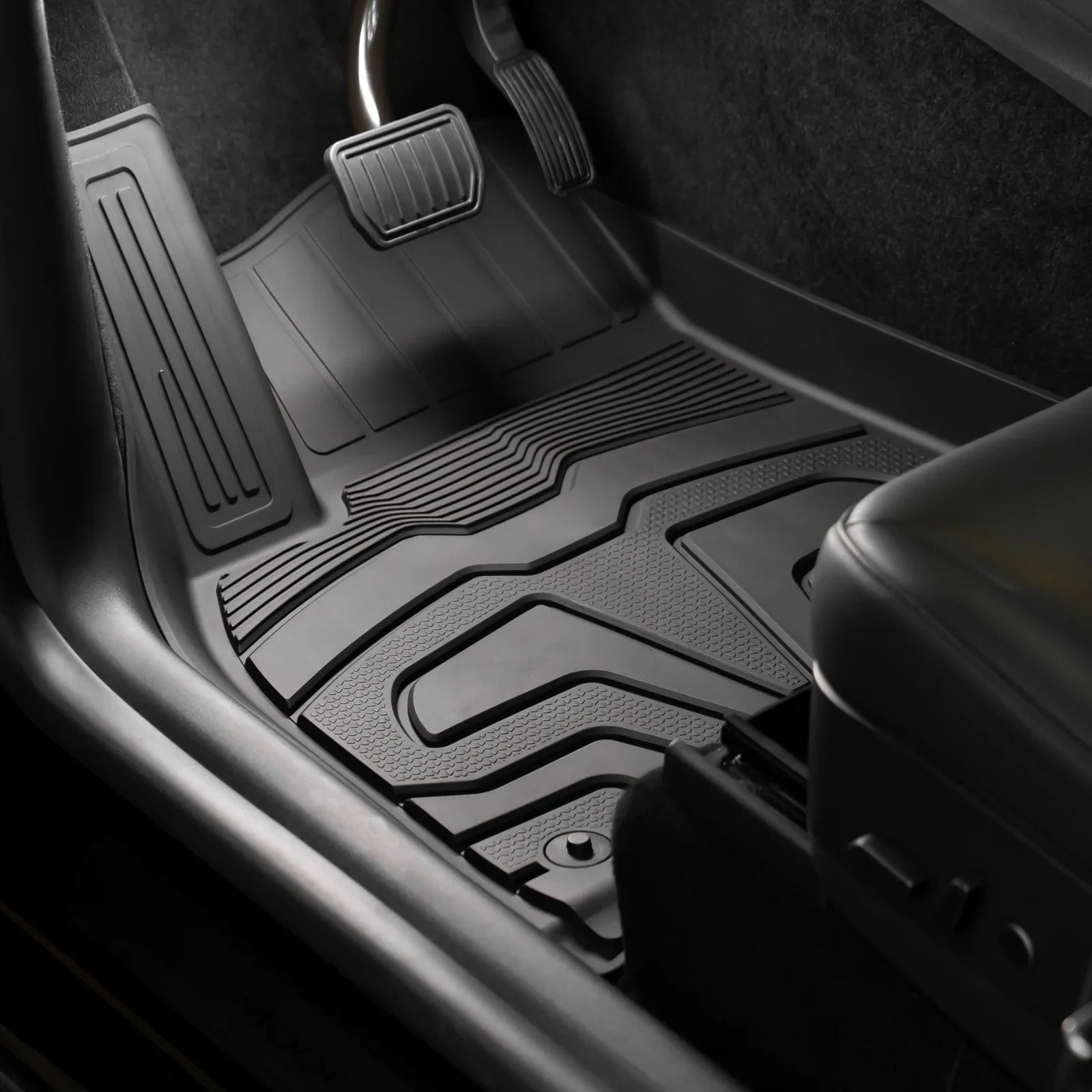 Ikon Motorsports 3D  Floor Mats + Trunk Mat Compatible with 2020-2023 Tesla Model Y, All Weather Floor Liners, Front & 2nd Row Full Set Custom Protection Heavy Duty Rear Tray Cargo Mats, Black