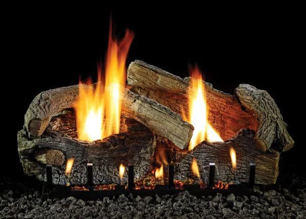 30" Stacked Aged Oak Logset with   Slope Glaze Burner,