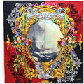 Pre-Owned Gianfranco Ferré Silk Scarf Stole Red x Black Multicolor   Ladies (Good)