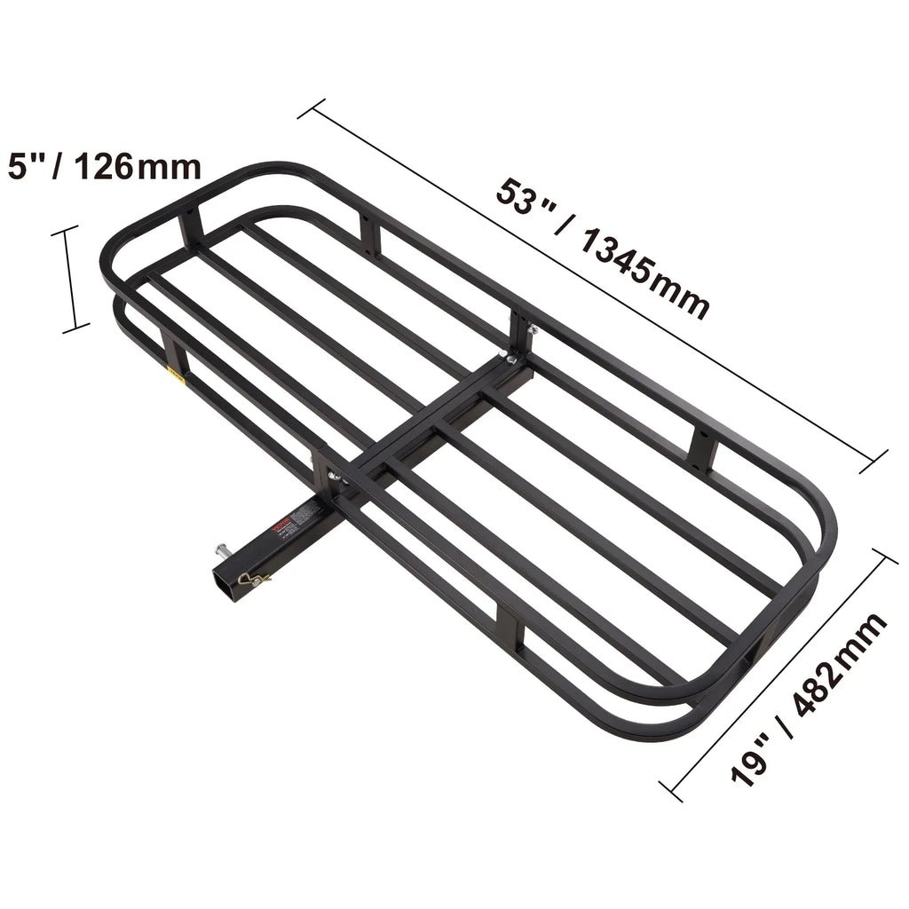 Hitch Mount Cargo Carrier 53x19x5 in 500lb & Cargo Net Fits 2" Receiver
