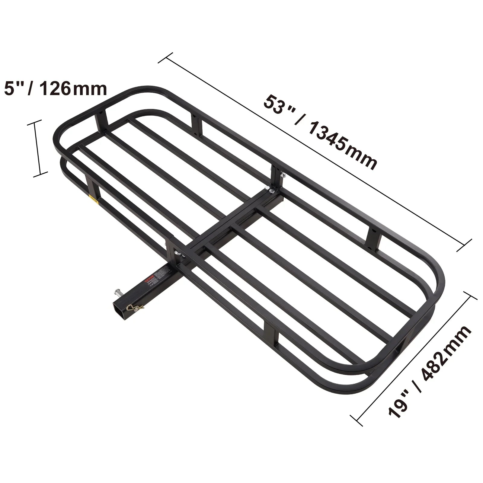 Hitch Mount Cargo Carrier 53x19x5 in 500lb & Cargo Net Fits 2" Receiver