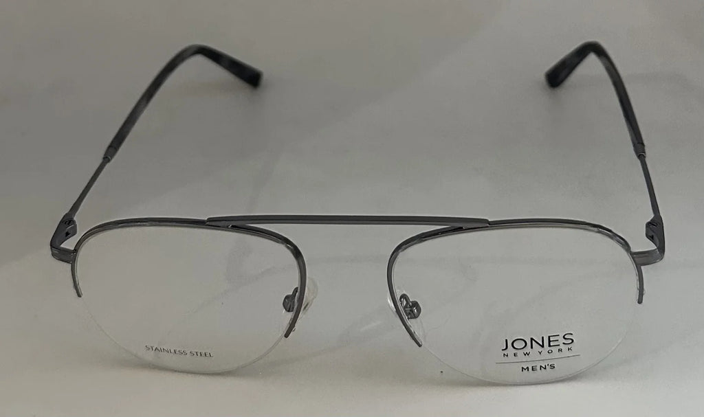 Jones New York Mens Gunmetal Rimless Metal Eyewear Aviator Frame. J359. 53mm