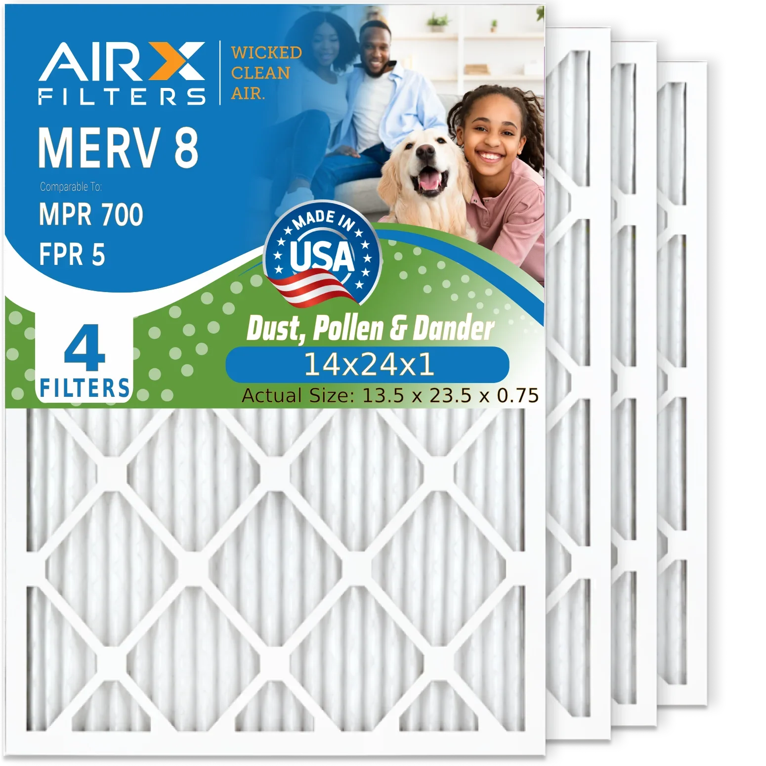 14x24x1 Air Filter  8 Comparable to  700 &  5 Electrostatic Pleated Air Conditioner Filter 4 Pack   Premium  Made 14x24x1 Furnace Filters by     .