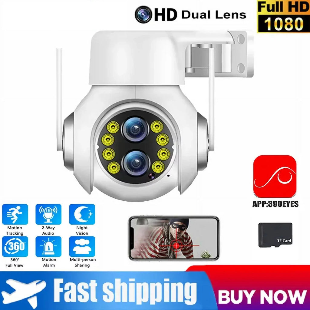 15x Zoom Outdoor Wireless Camera WiFi Surveillance Cameras 1080P Dual Lens Color Night Vision Audio Intercom  Security