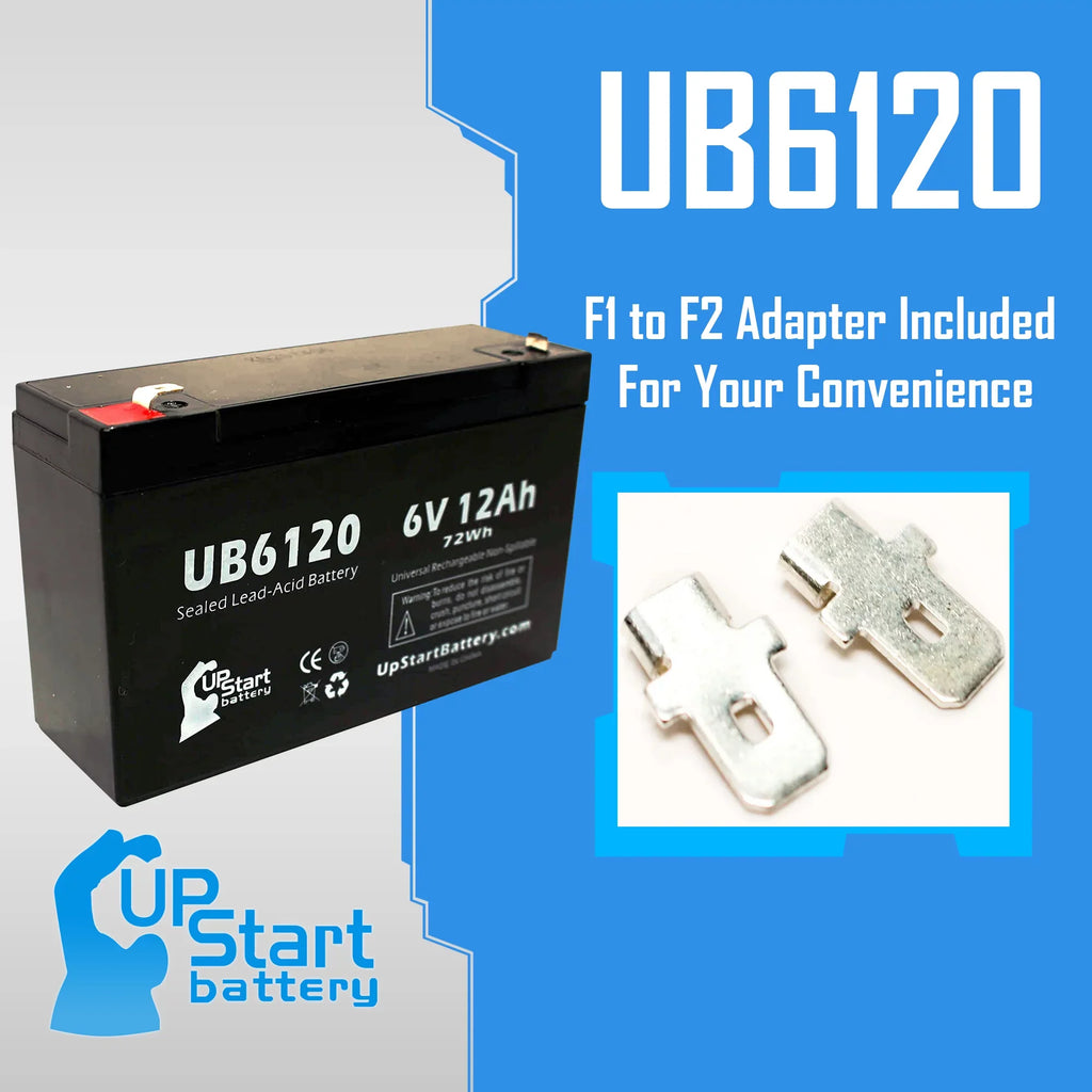 4x Pack - Compatible Tripp-Lite 850 Battery - Replacement UB6120 Universal Sealed Lead Acid Battery (6V, 12Ah, 12000mAh, F1 Terminal, , ) - Includes 8 F1 to F2 Terminal Adapters