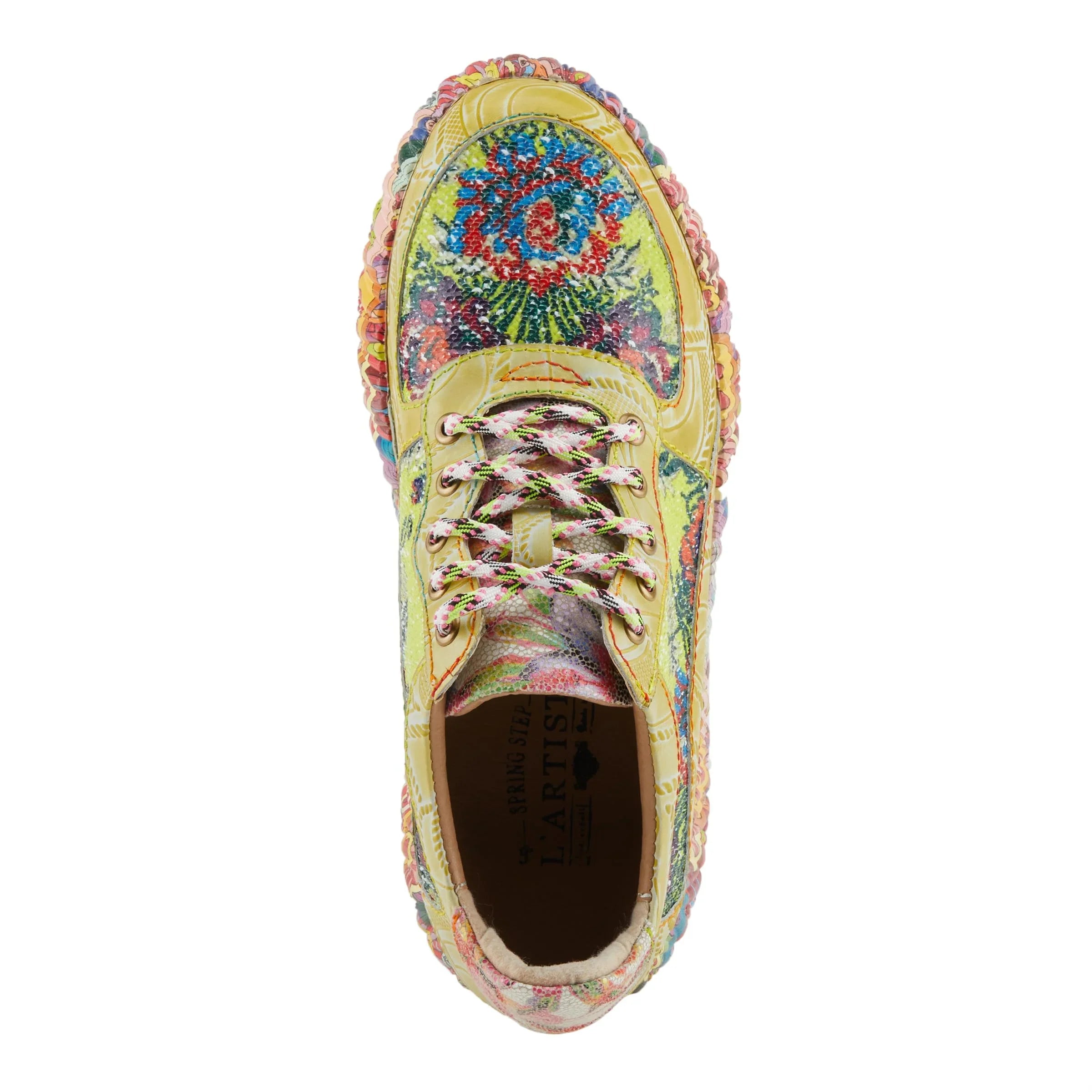 Spring Step L'Artiste Women's  Multicolored Fashion Sneakers | Unique Energetic Patterns Lime Green Multi  38 /  7.5-8