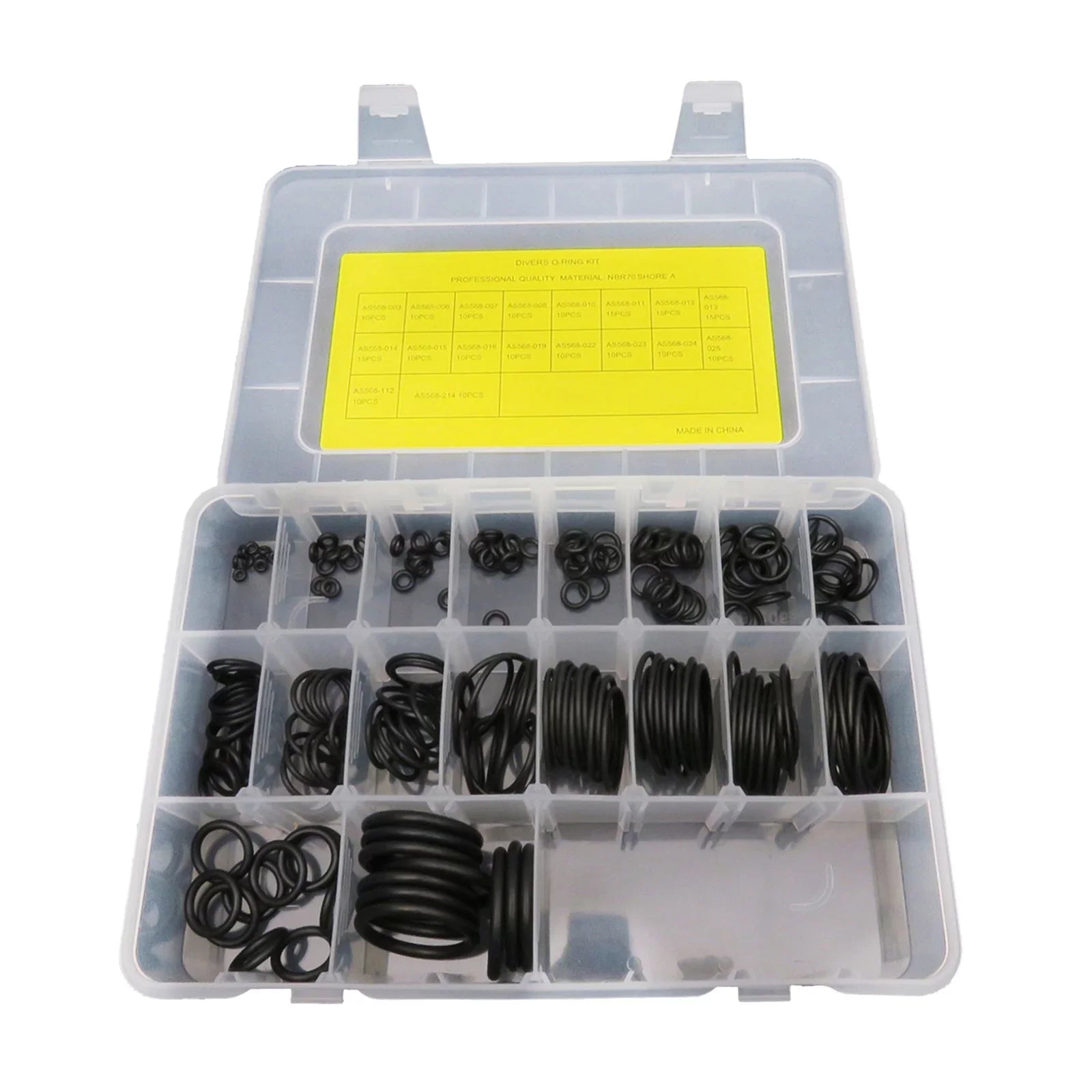 200Pcs 18 Sizes - with Storage Box for Scuba Diving Tank Valves, Hoses, Regulators, Cameras Etc Diver Gear Replacement
