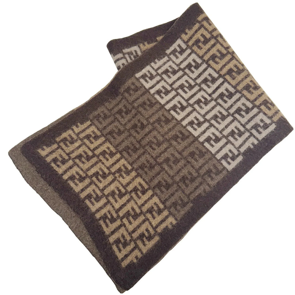 Pre-Owned  Zucca pattern  scarf wool brown beige men's women's (Good)