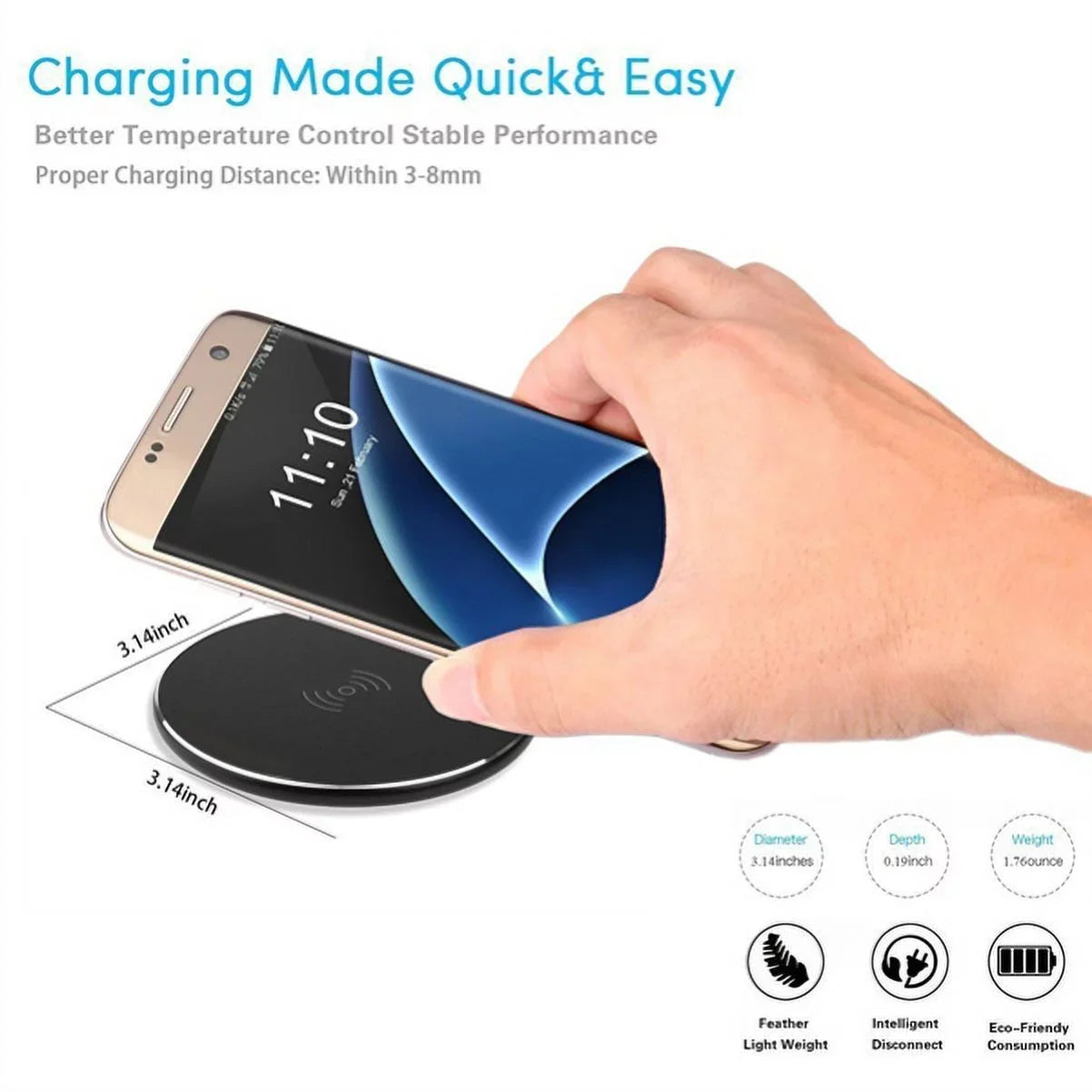 10W Fast Charging Ultra Slim Wireless Charger Pad w 18W Compact Adaptive Fast  Home Wall  Charger K3K for Nokia Lumia 1020 - Razer Phone 2 - Samsung Galaxy S9+ S9, S8+ S8 S7 S6 Edge+ Edge