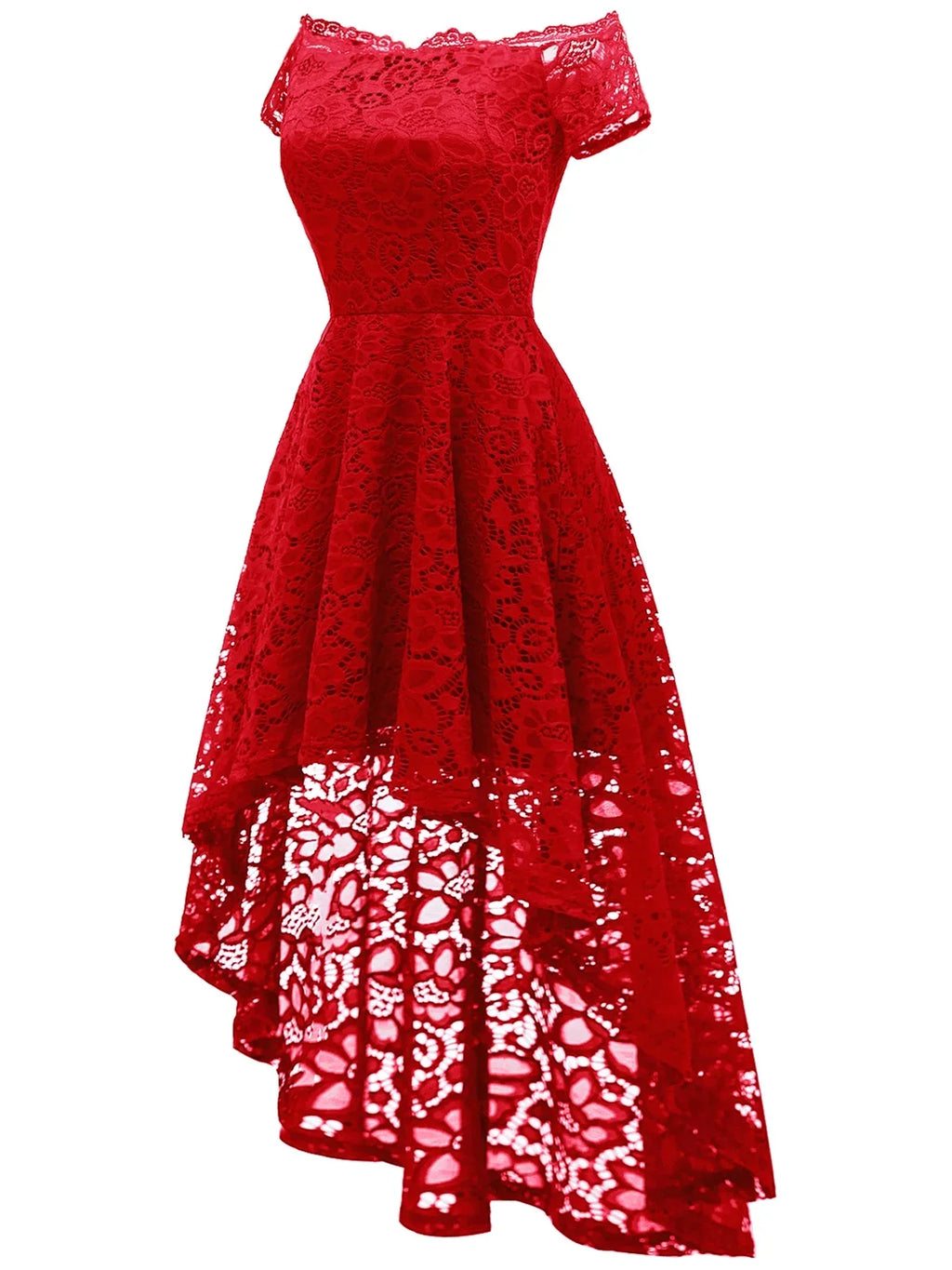 Dressystar Women Lace Bridesmaid Dress Female Knee-Length Hi-Lo Cocktail Party Dress