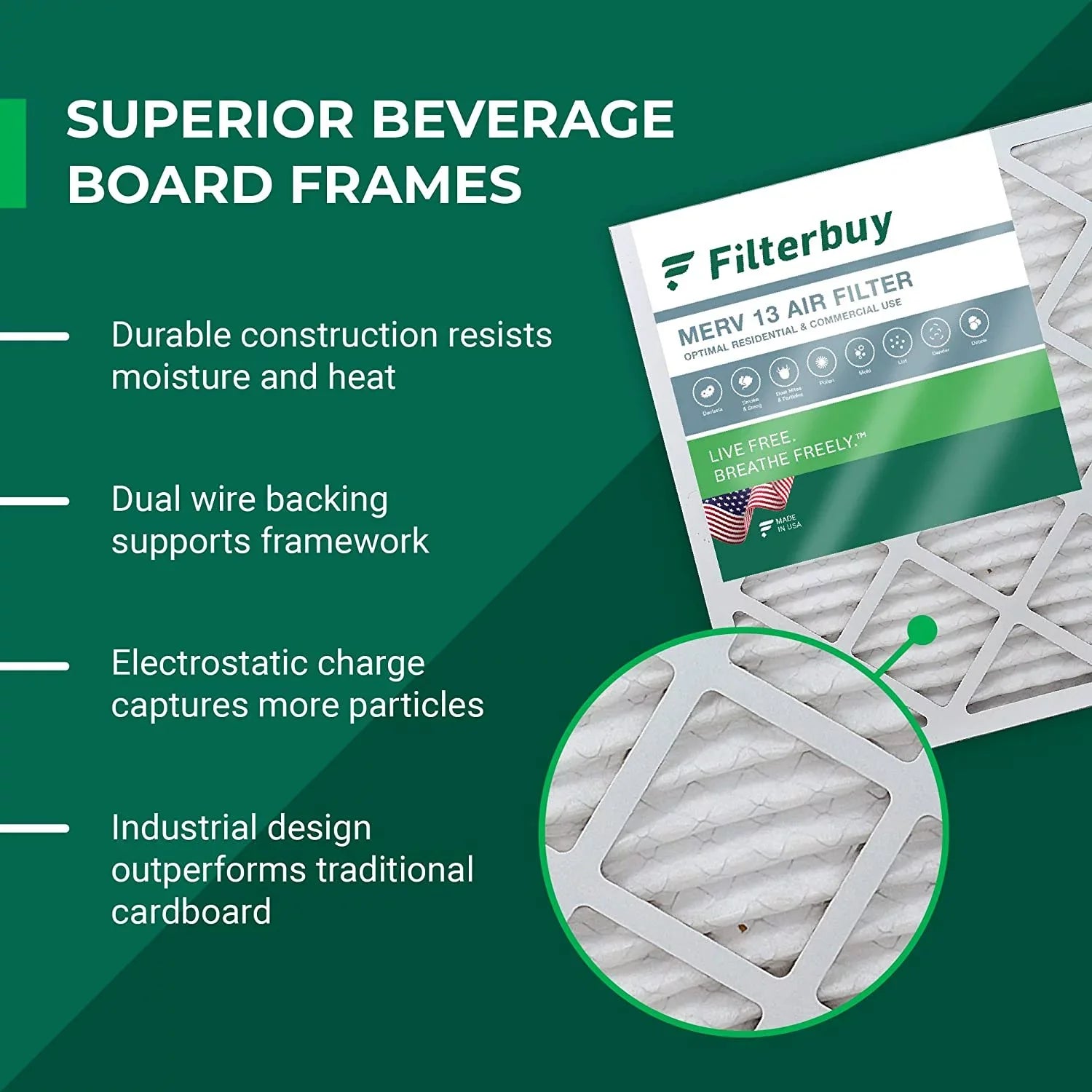 Filterbuy 15x20x2  13 Pleated   Furnace Air Filters (1-Pack)