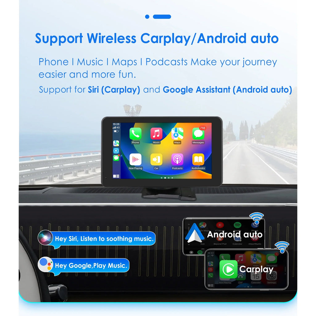Navigation Apple Carplay   Car Radio Stereo Head Unit 7" Touchscreen 360° Adjustable Portable Mirror Link Android Auto Monitor Player