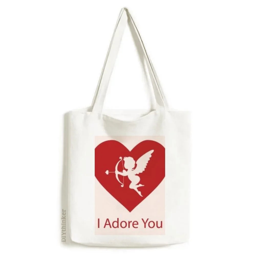 I Adore You Red Valentine's Day Tote Canvas Bag Shopping Satchel Casual Handbag