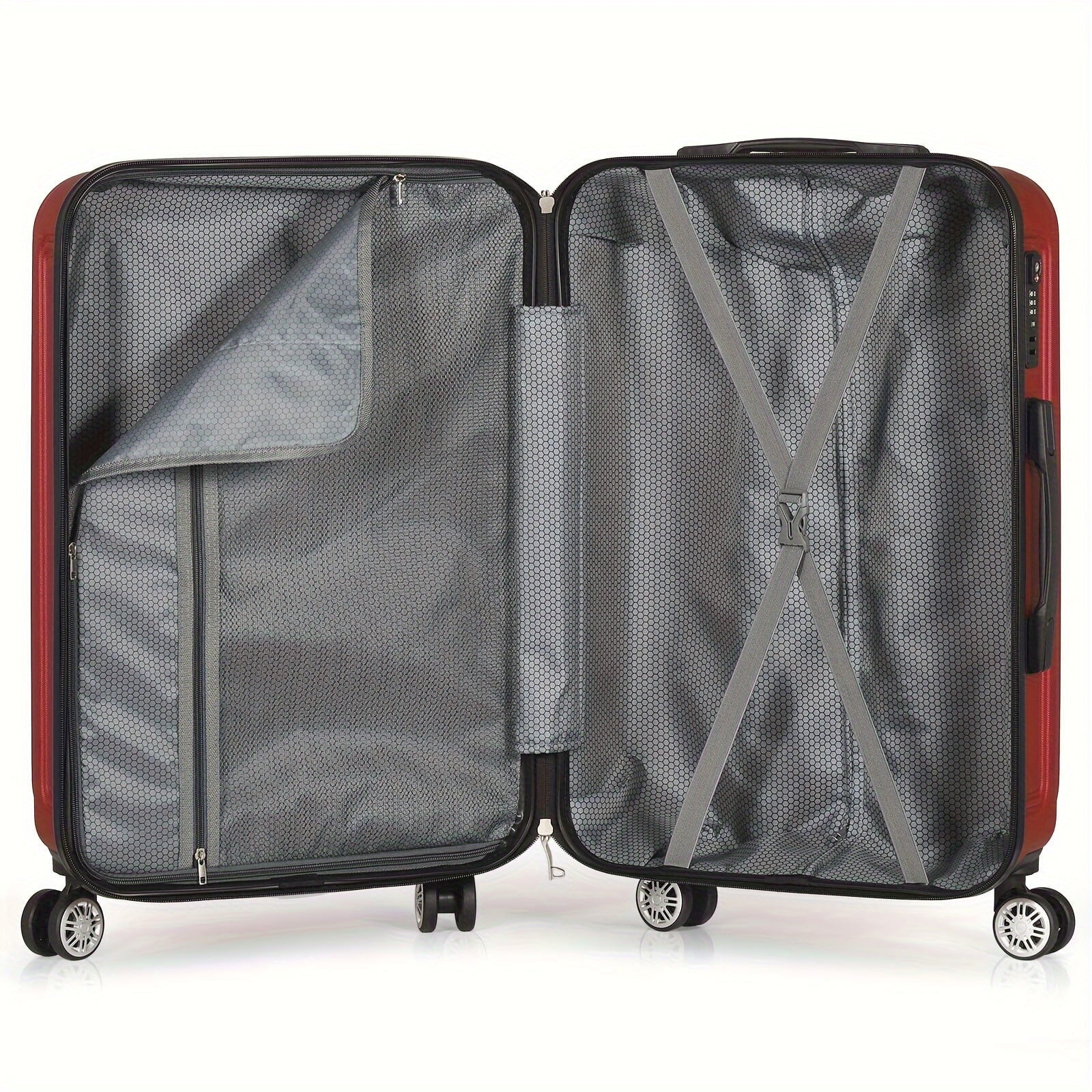 Minimalist Red Hard Shell Travel Luggage Cases For Outdoor Trip, With Spinner Wheels